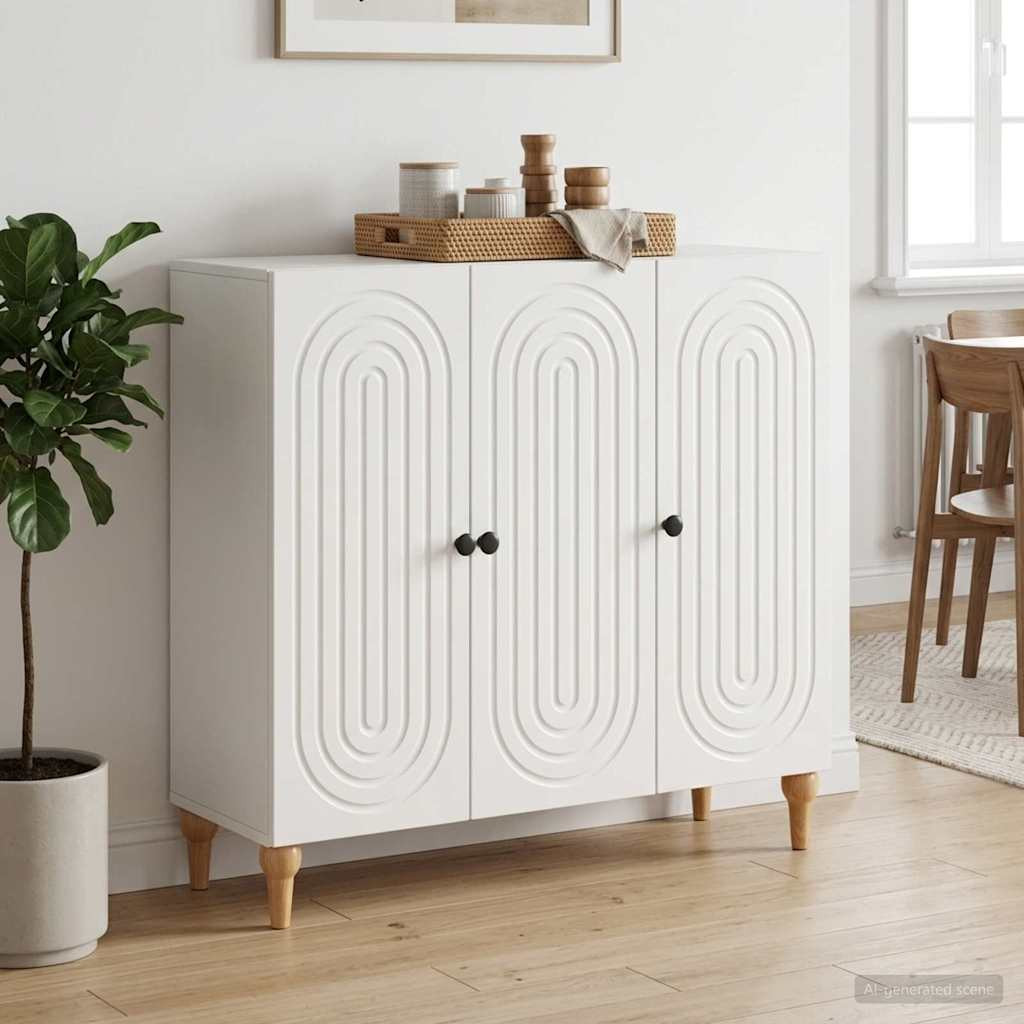vidaXL Sideboard Hochglanz Weiß 89 x 34,5 x 80 cm Holzwerkstoff