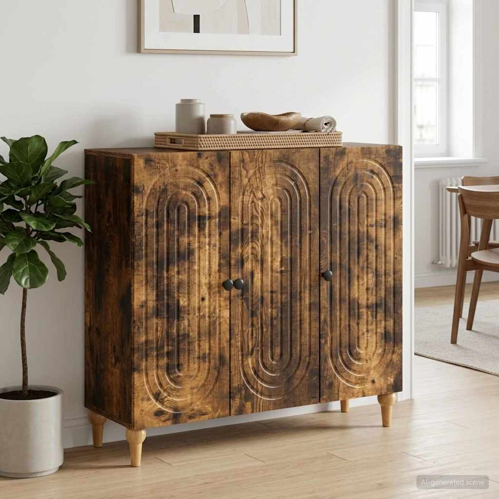 vidaXL Sideboard Geräucherte Eiche 89 x 34,5 x 80 cm Holzwerkstoff