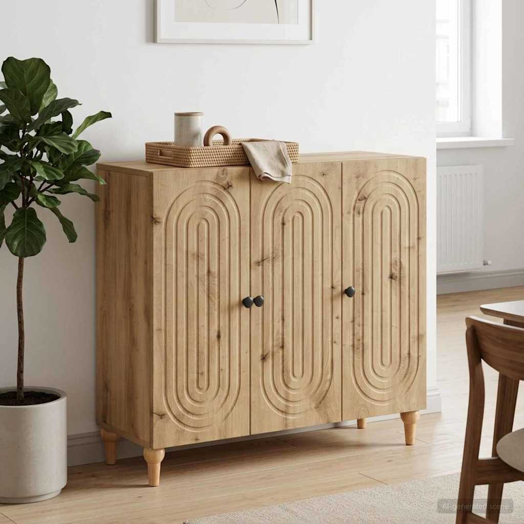 vidaXL Sideboard Artisan-Eiche 89 x 34,5 x 80 cm Holzwerkstoff