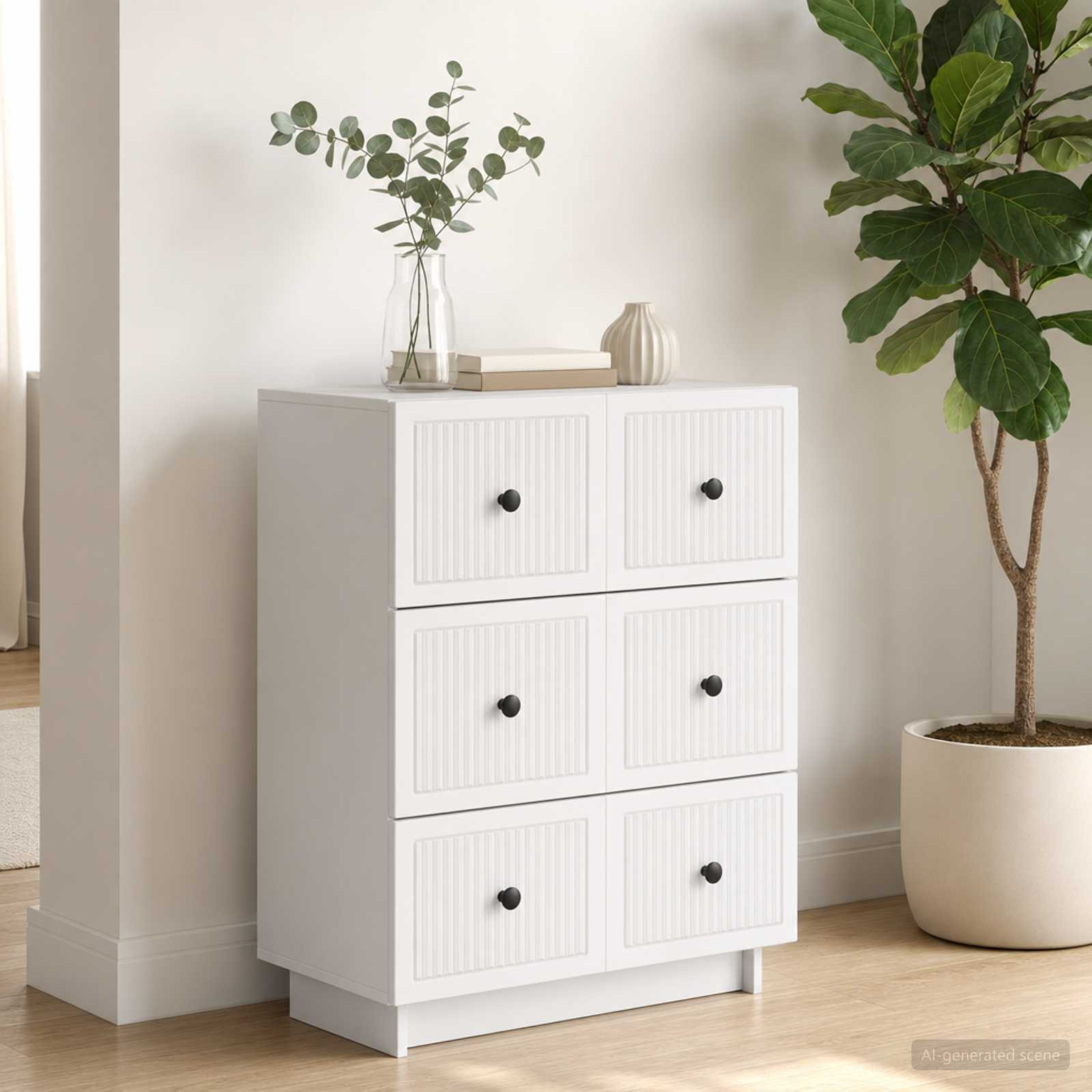 vidaXL Schubladenschrank Weiß 66 x 34,5 x 90 cm Holzwerkstoff