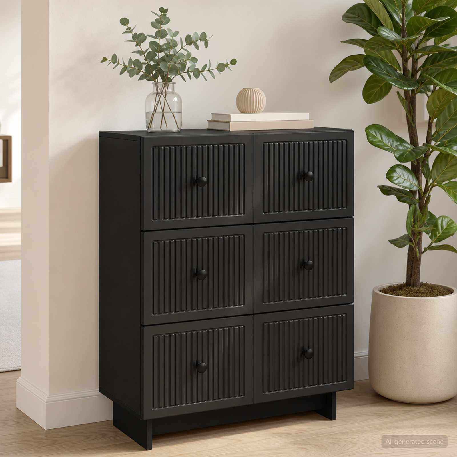 vidaXL Schubladenschrank Schwarz 66 x 34,5 x 90 cm Holzwerkstoff