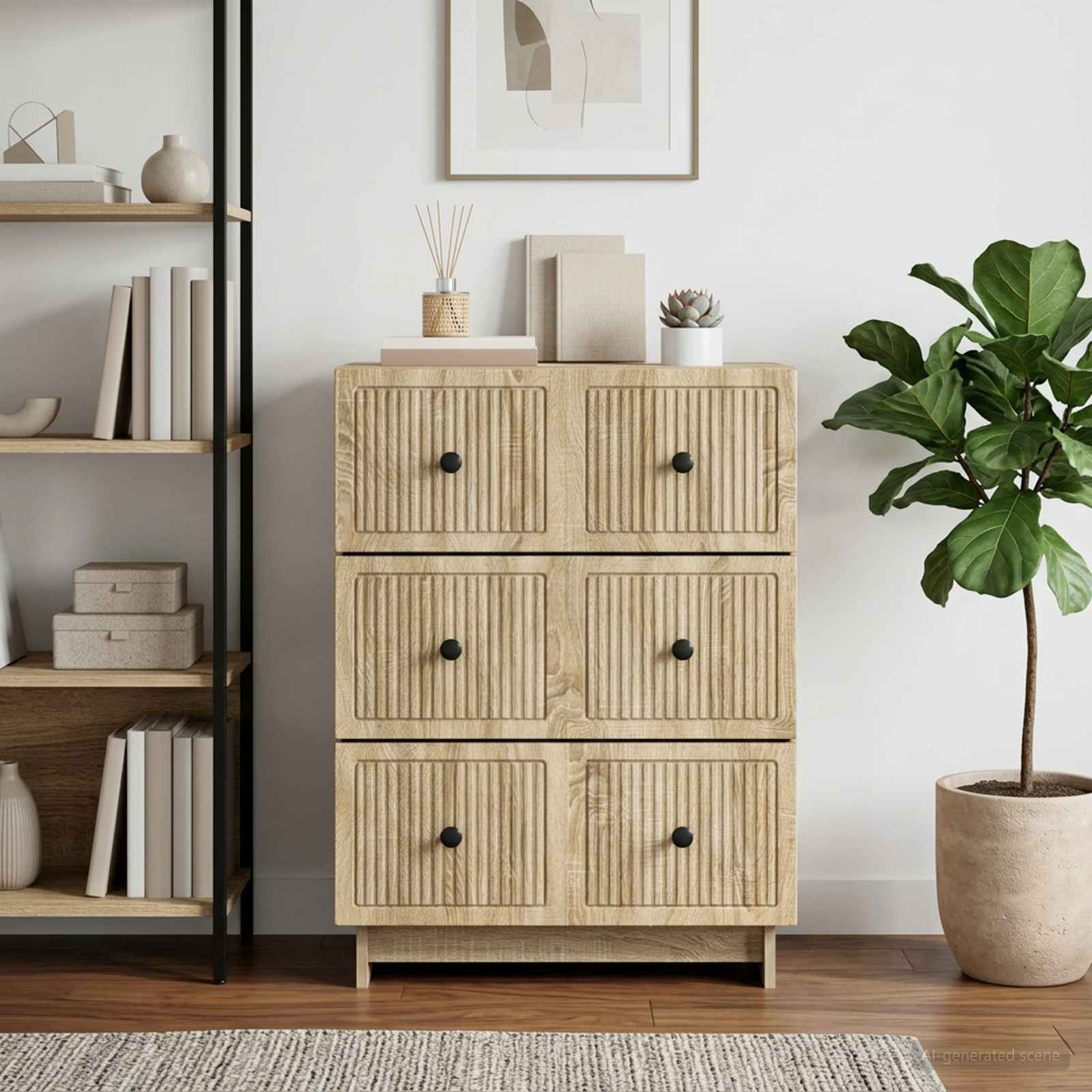 vidaXL Schubladenschrank Sonoma-Eiche 66 x 34,5 x 90 cm Holzwerkstoff