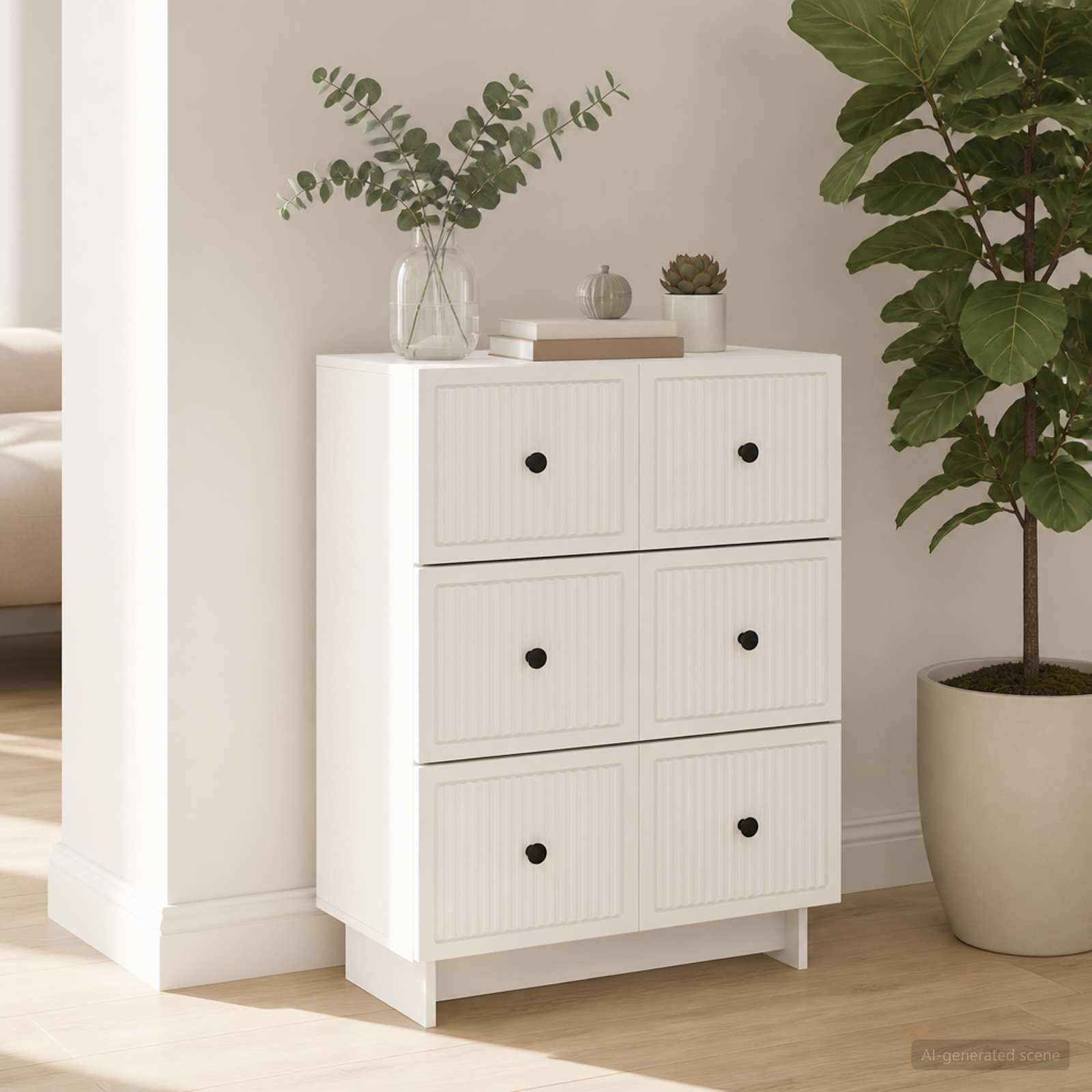 vidaXL Schubladenschrank Hochglanz Weiß 66 x 34,5 x 90 cm