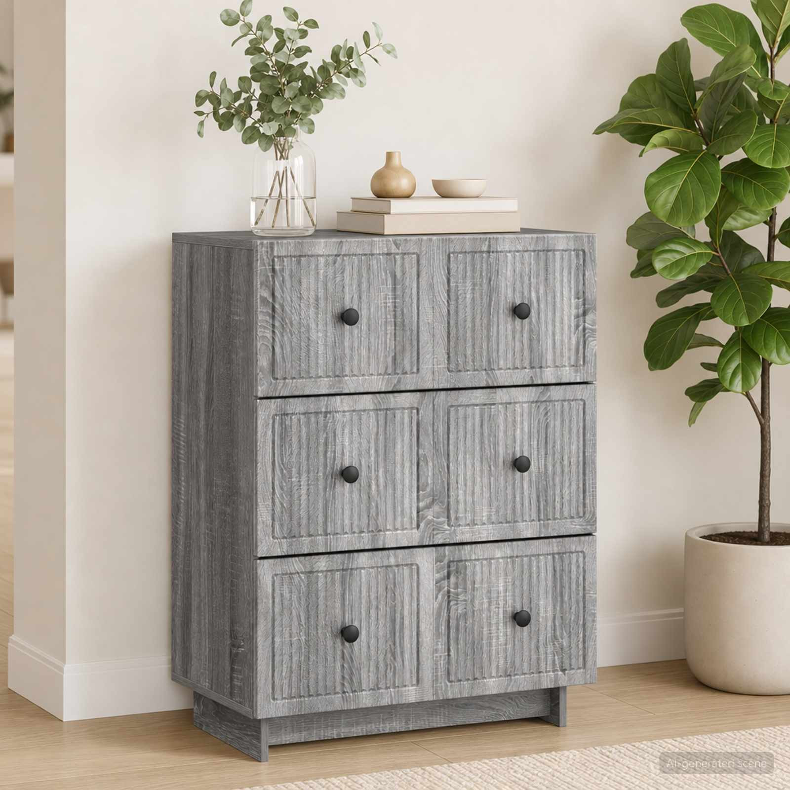 vidaXL Schubladenschrank Graues Sonoma 66 x 34,5 x 90 cm Holzwerkstoff