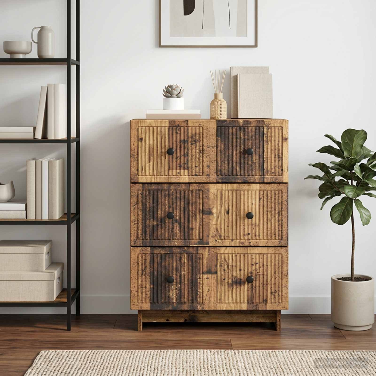 vidaXL Schubladenschrank Altholz 66 x 34,5 x 90 cm Holzwerkstoff
