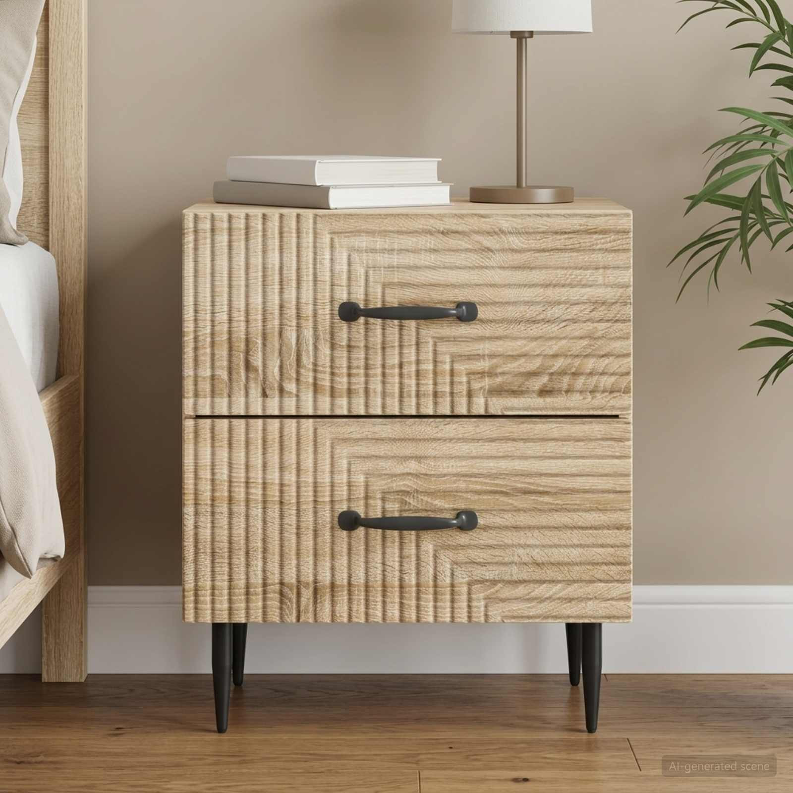 vidaXL Nachttisch Sonoma-Eiche 43 x 34,5 x 47,5 cm Holzwerkstoff