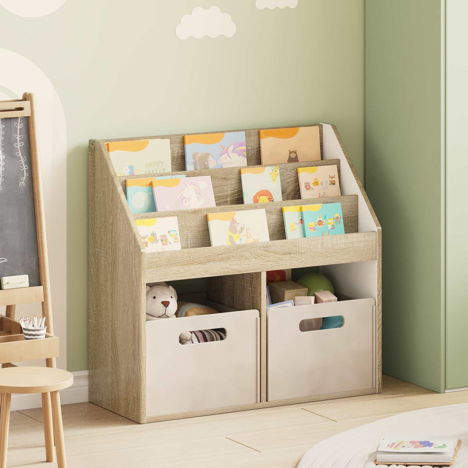vidaXL Kinderregal Sonoma-Eiche 72,5 x 29,5 x 69 cm Holzwerkstoff