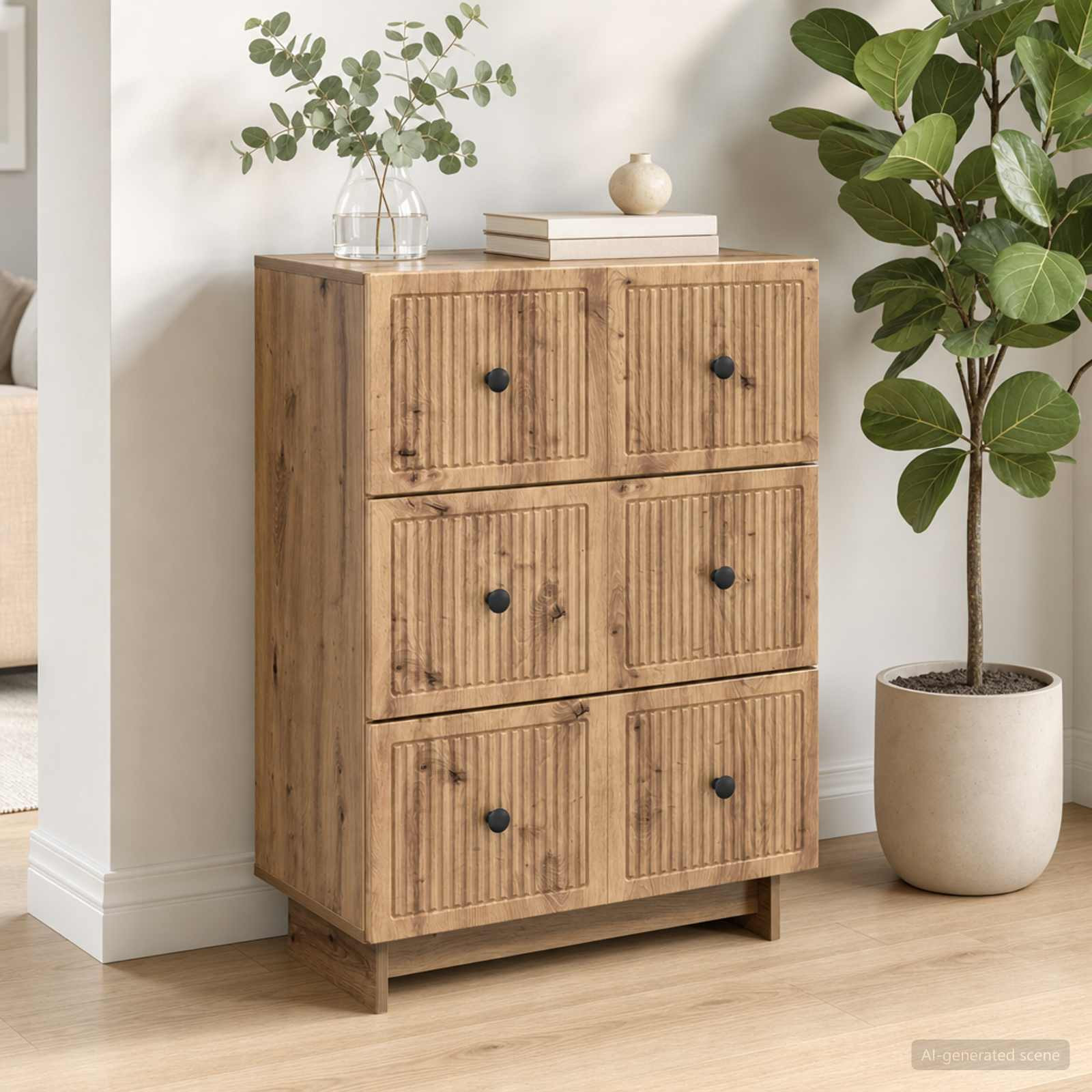 vidaXL Schubladenschrank 66 x 34,5 x 90 cm Holzwerkstoff Artisan-Eiche