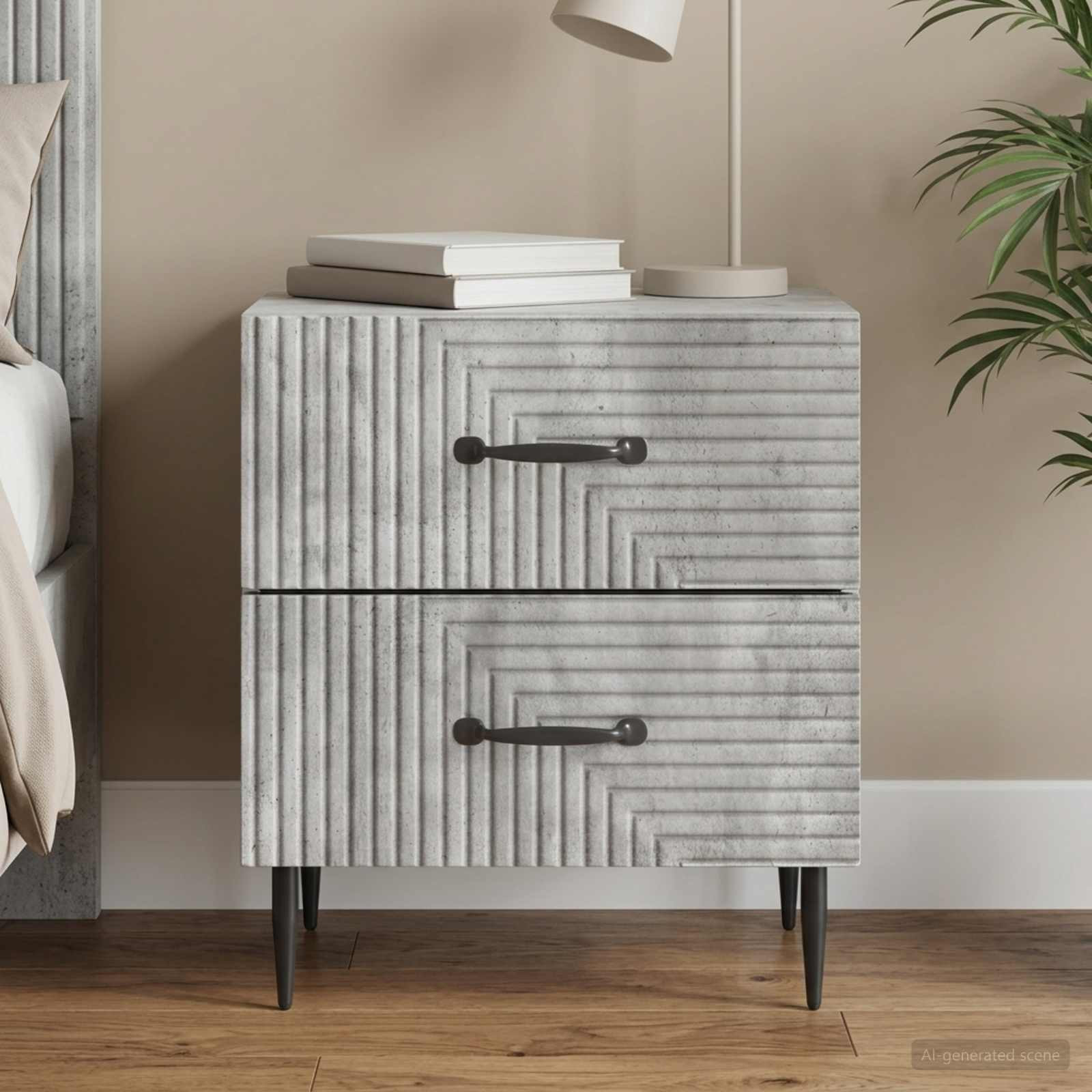 vidaXL Nachttisch Betongrau 43 x 34,5 x 47,5 cm Holzwerkstoff