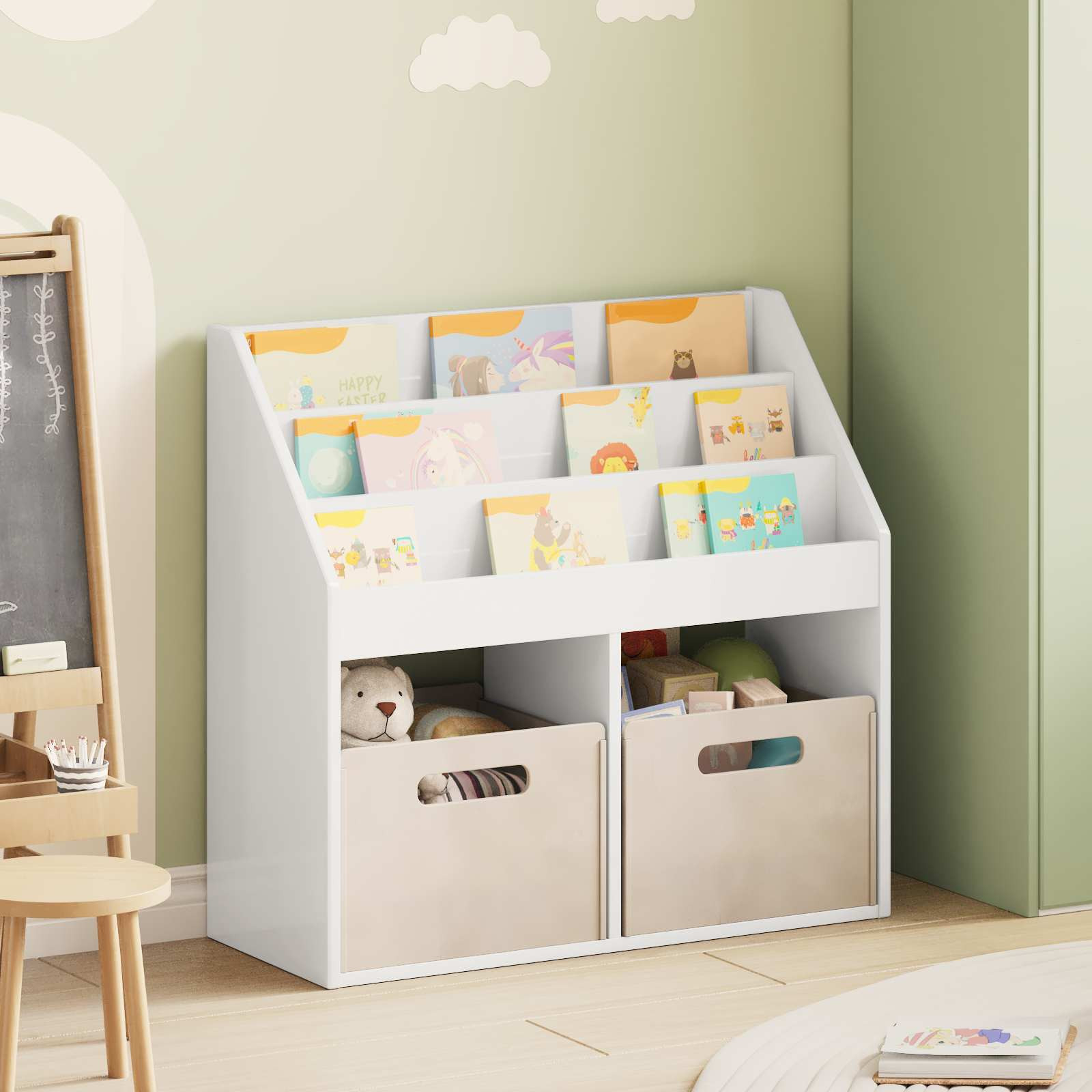vidaXL Kinderregal Hochglanz Weiß 72,5 x 29,5 x 69 cm Holzwerkstoff