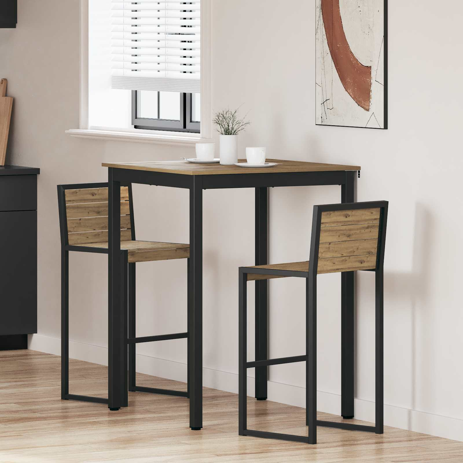 vidaXL Stehtisch Holzwerkstoff Quadratisch