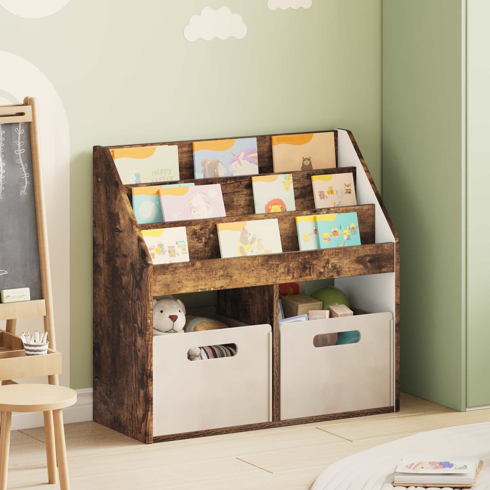 vidaXL Kinderregal Geräucherte Eiche 72,5 x 29,5 x 69 cm Holzwerkstoff