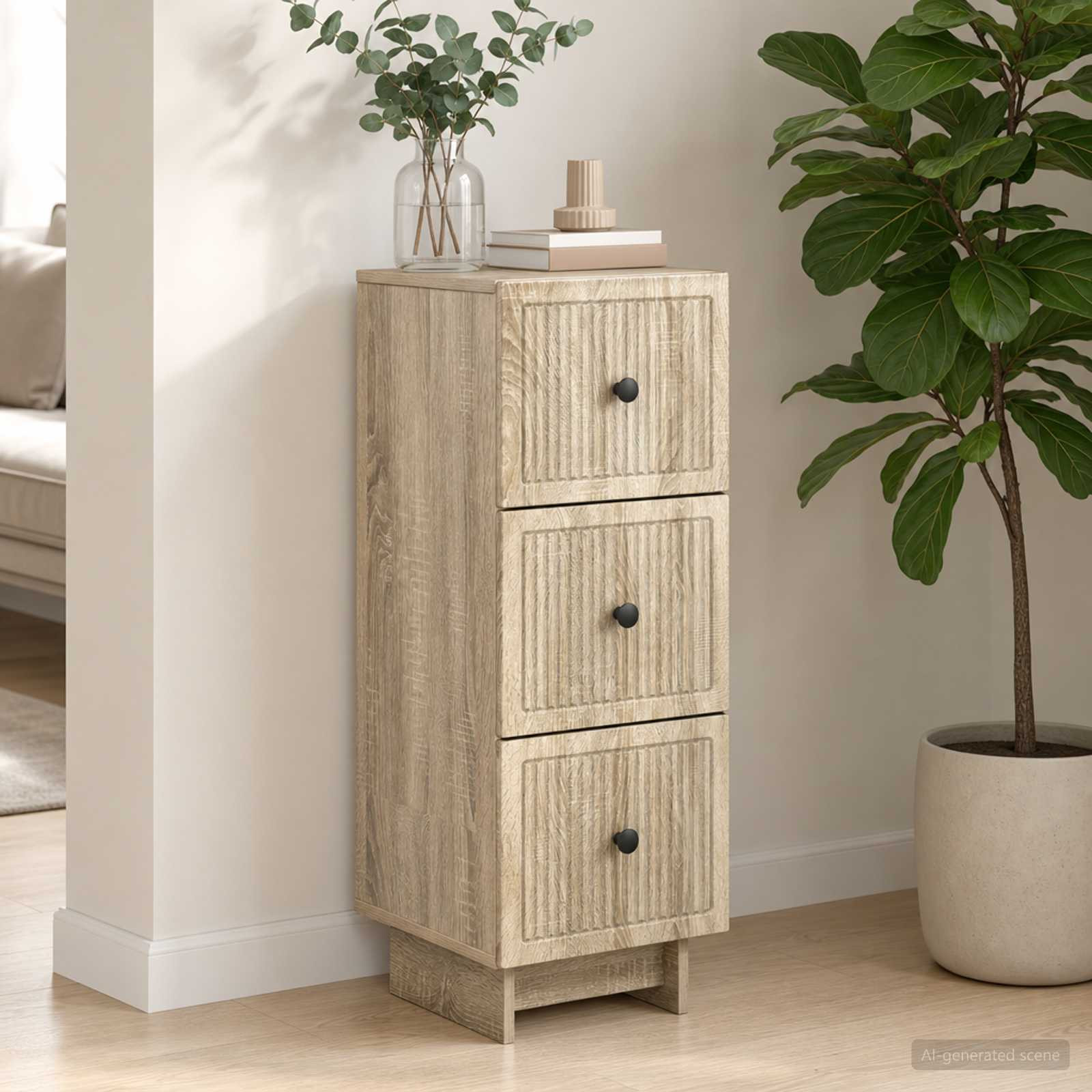 vidaXL Schubladenschrank Sonoma-Eiche 33 x 34,5 x 90 cm Holzwerkstoff