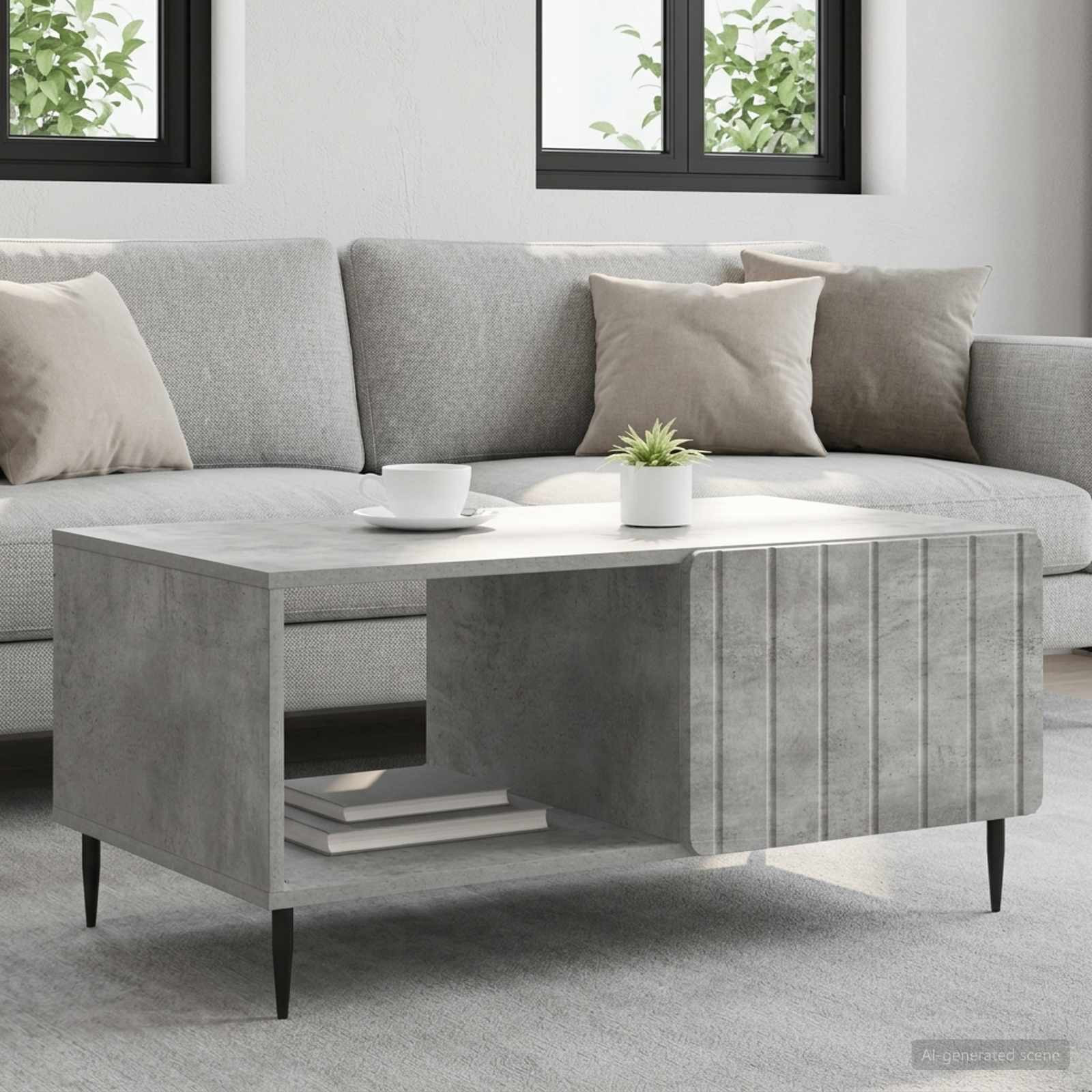 vidaXL Couchtisch Betongrau 90 x 50 x 40 cm Holzwerkstoff