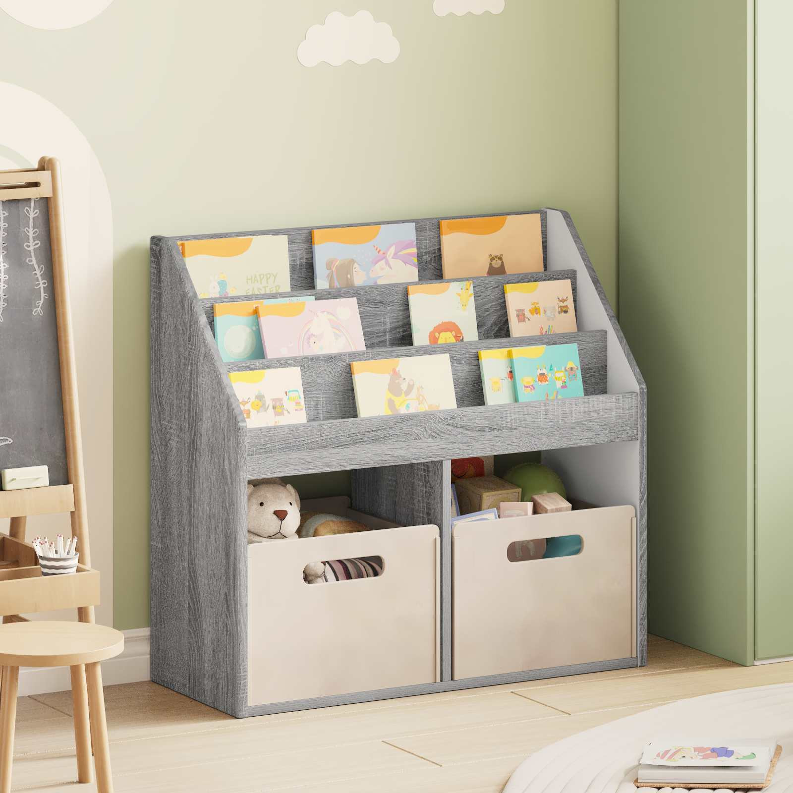 vidaXL Kinderregal Graues Sonoma 72,5 x 29,5 x 69 cm Holzwerkstoff