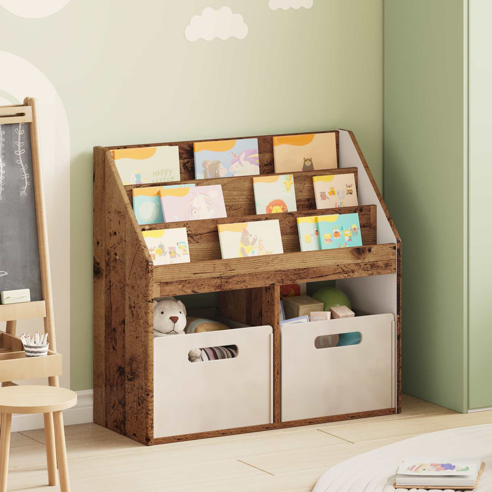 vidaXL Kinderregal Altholz 72,5 x 29,5 x 69 cm Holzwerkstoff