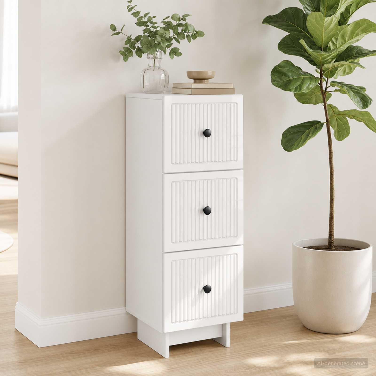 vidaXL Schubladenschrank Hochglanz Weiß 33 x 34,5 x 90 cm