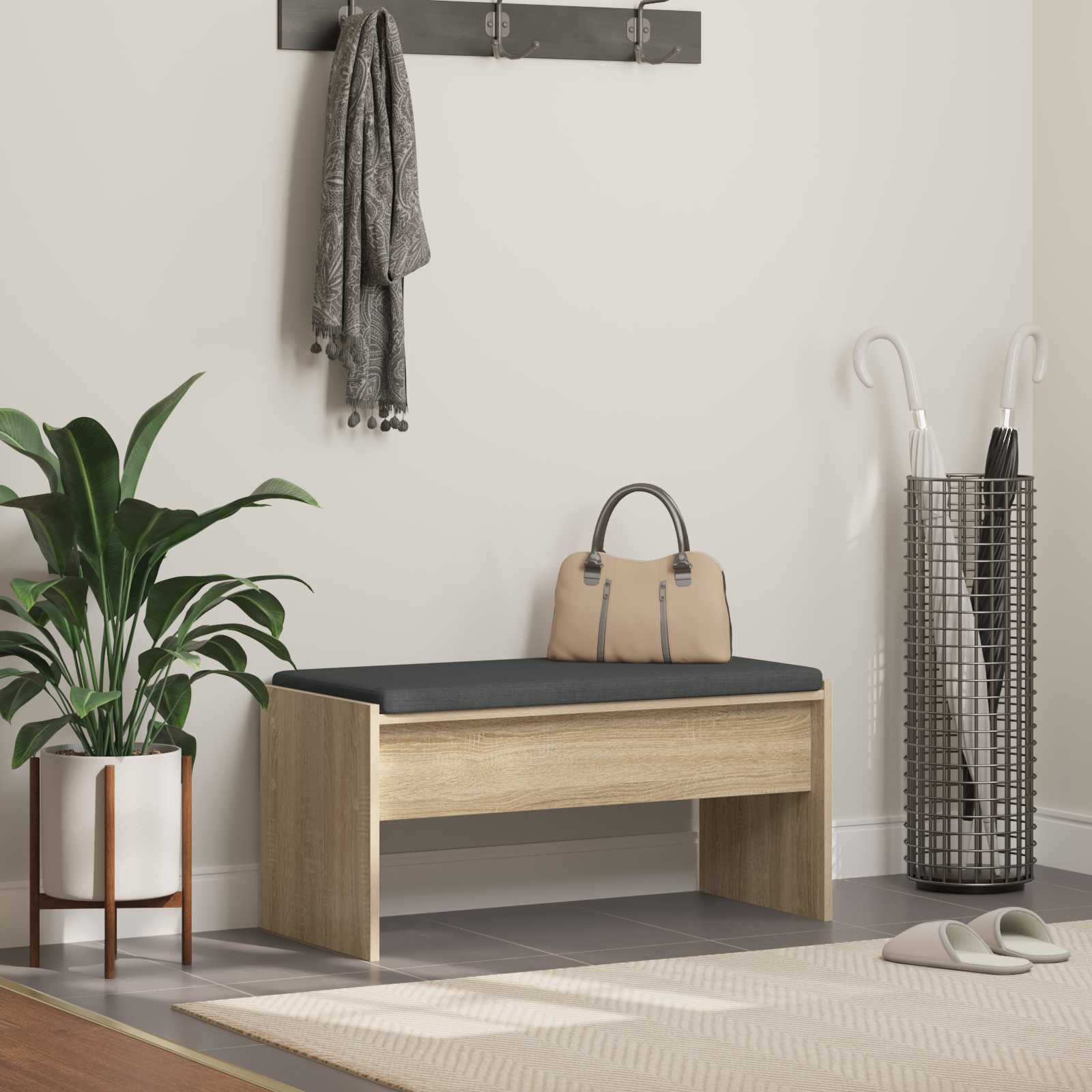 vidaXL Flurbank mit Kissen Sonoma-Eiche 83 x 38 x 40 cm