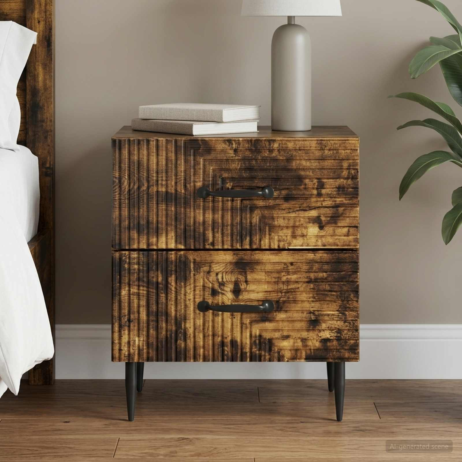 vidaXL Nachttisch Geräucherte Eiche 43 x 34,5 x 47,5 cm Holzwerkstoff