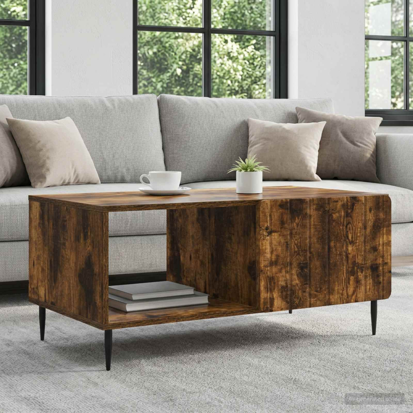 vidaXL Couchtisch Geräucherte Eiche 90 x 50 x 40 cm Holzwerkstoff