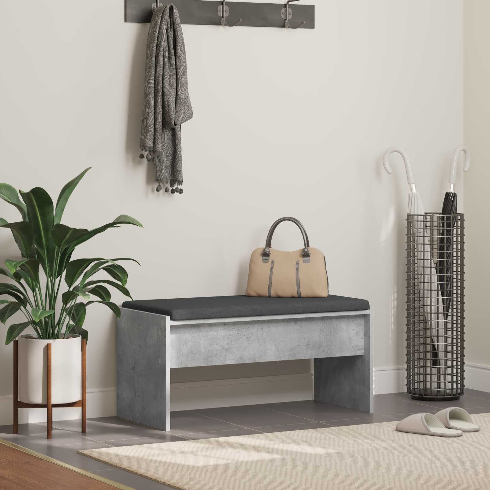 vidaXL Flurbank mit Kissen Beton Grau 83 x 38 x 40 cm