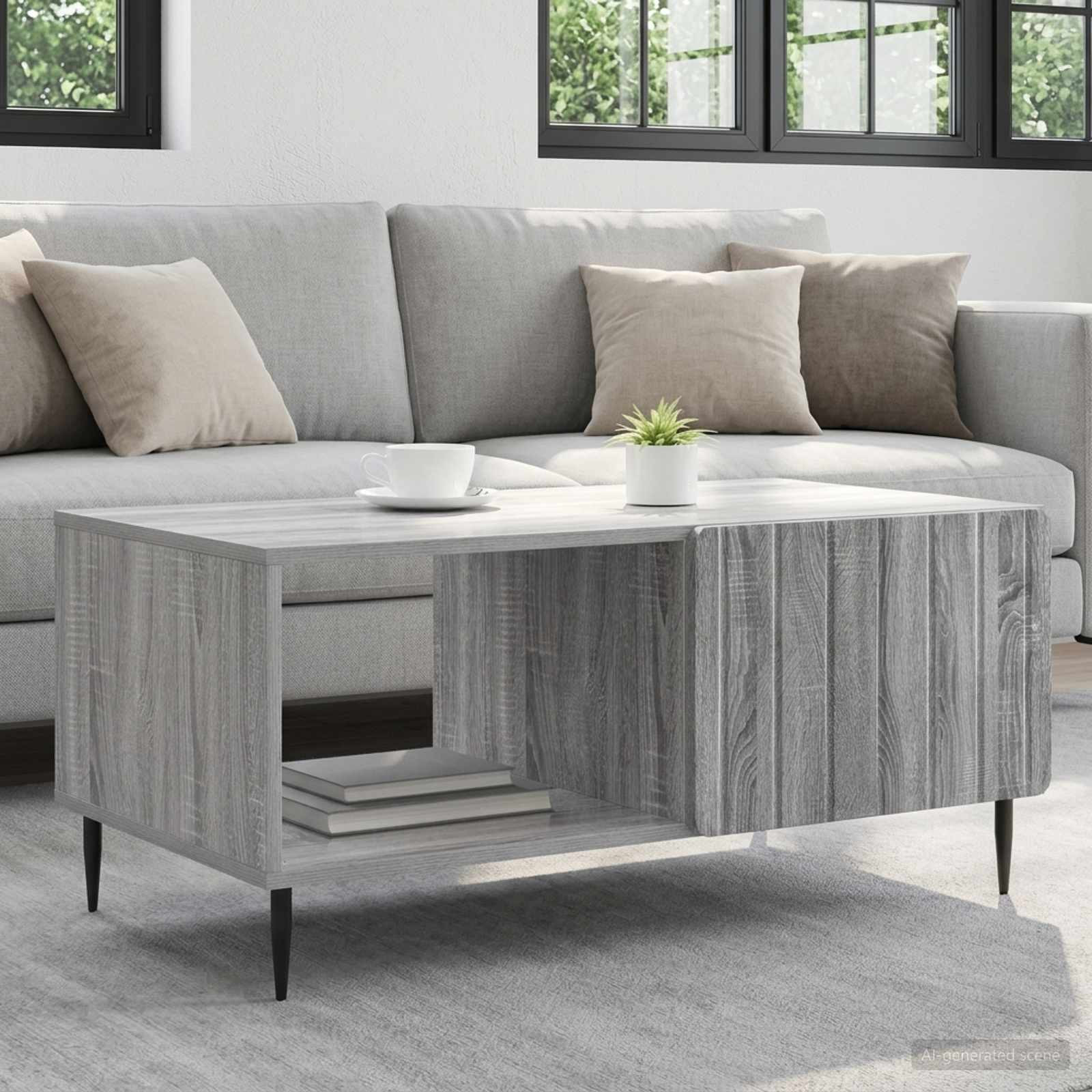 vidaXL Couchtisch Grau Sonoma 90 x 50 x 40 cm Holzwerkstoff