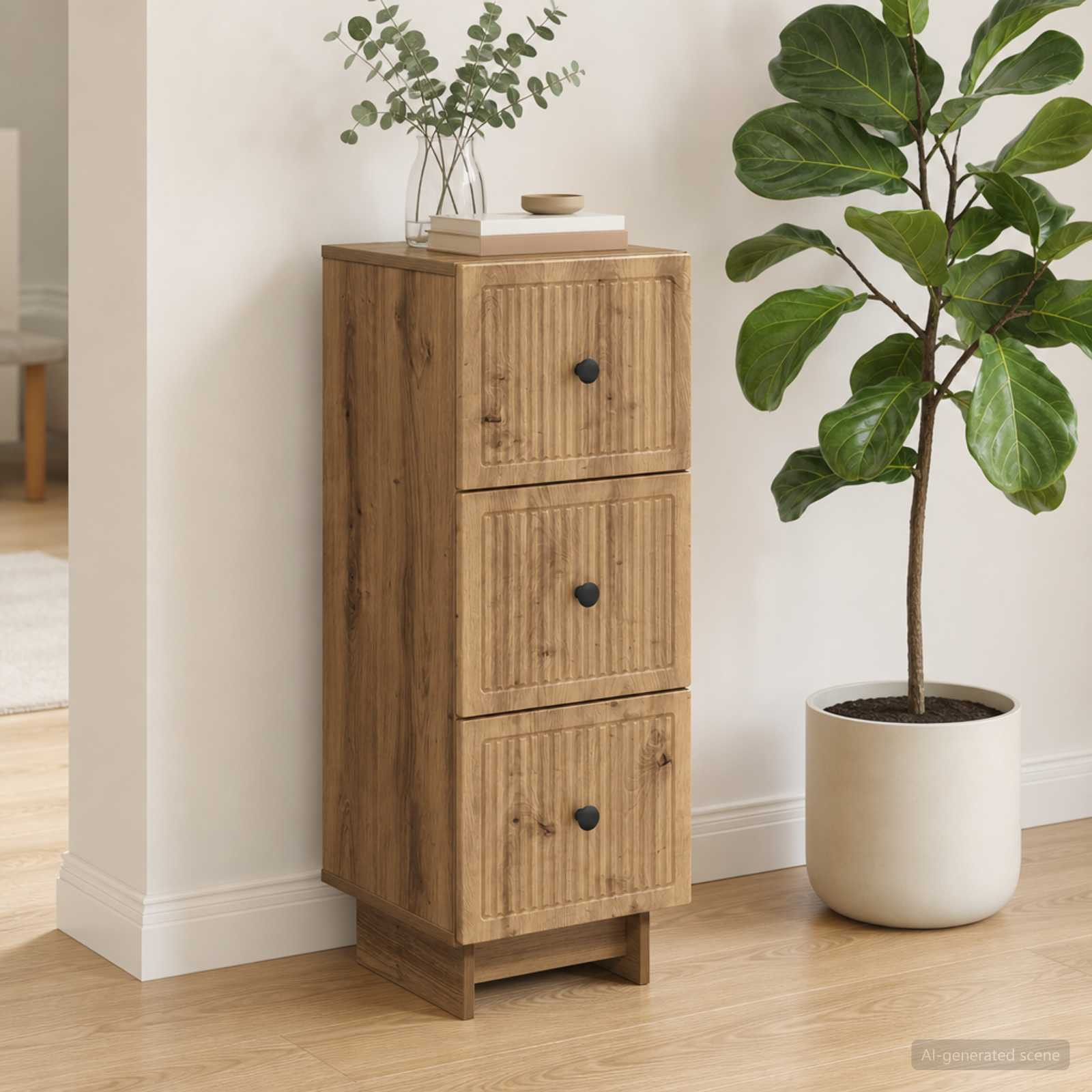 vidaXL Schubladenschrank 33 x 34,5 x 90 cm Holzwerkstoff Artisan-Eiche