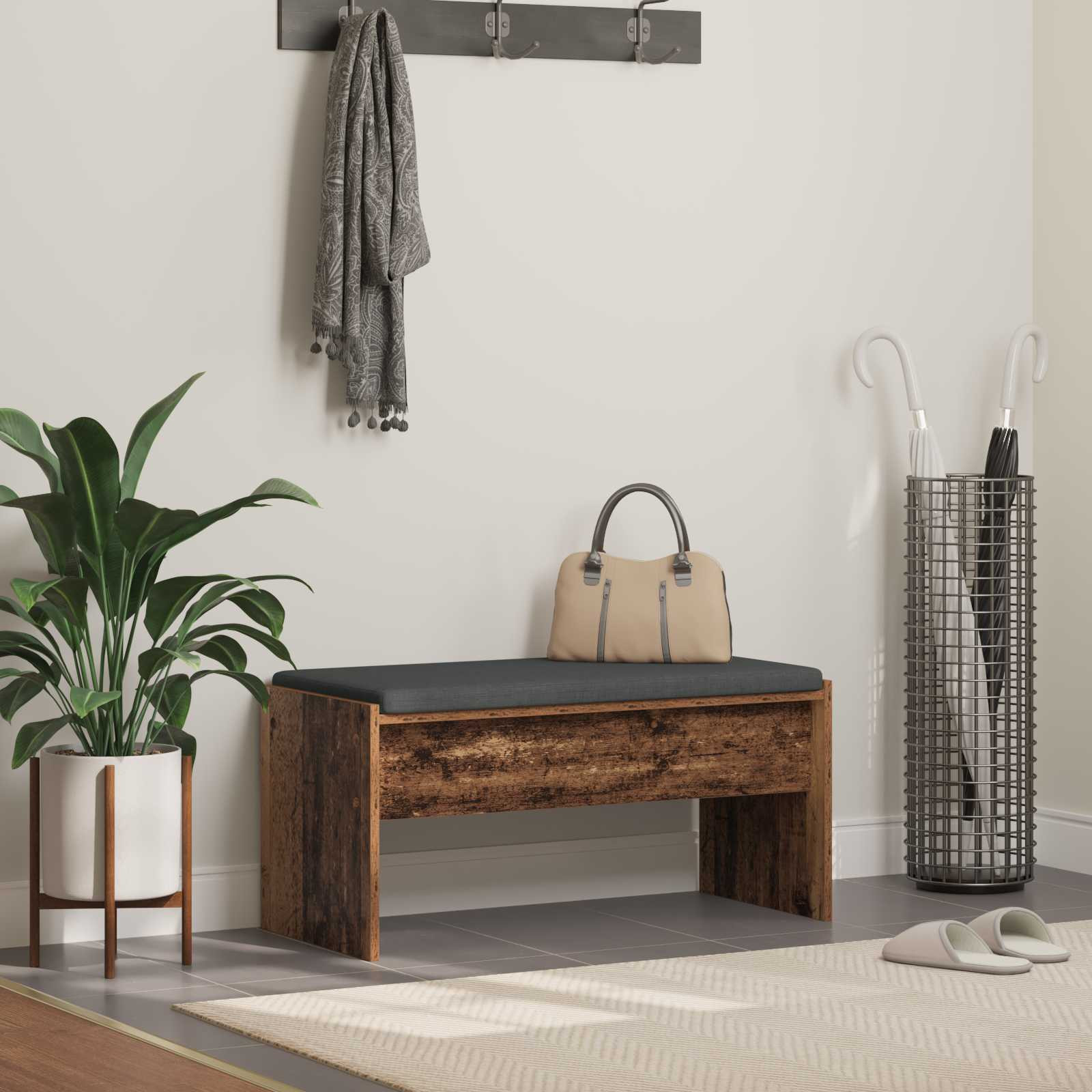 vidaXL Flurbank mit Kissen Altholz 83 x 38 x 40 cm