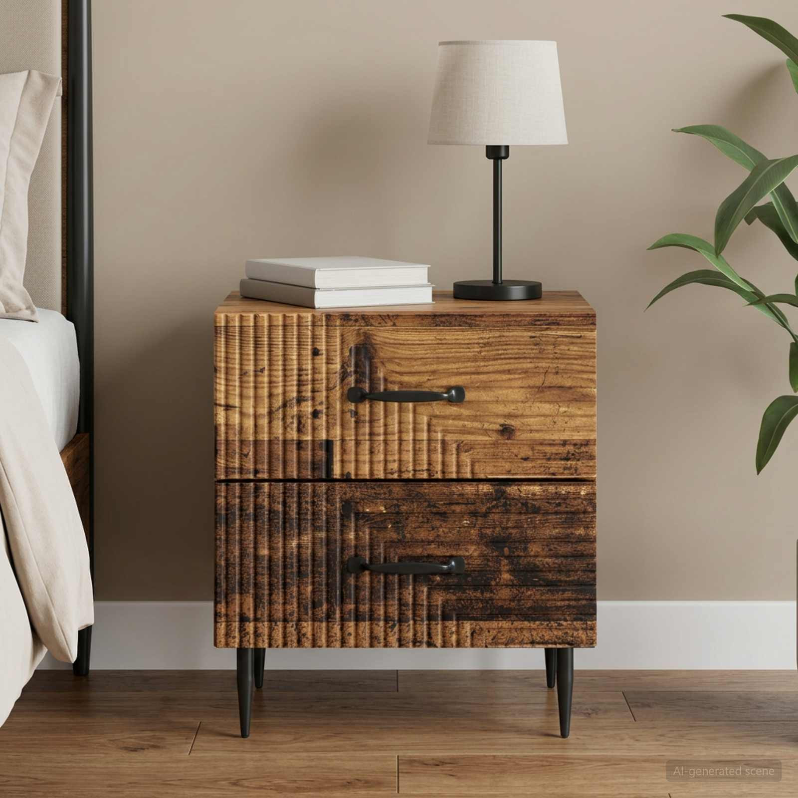 vidaXL Nachttisch Altholz 43 x 34,5 x 47,5 cm Holzwerkstoff
