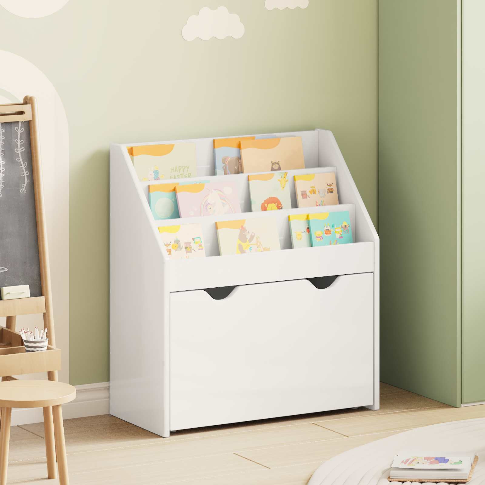 vidaXL Kinderregal Hochglanz Weiß 60 x 29,5 x 69 cm Holzwerkstoff