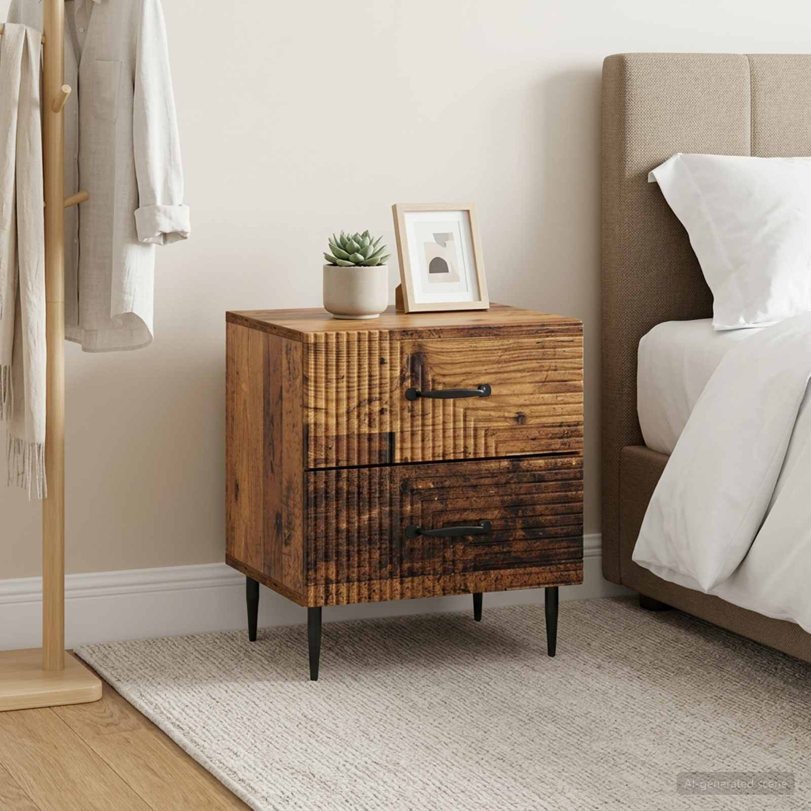 vidaXL Nachttisch 2 pcs Altholz 43 x 34,5 x 47,5 cm Holzwerkstoff