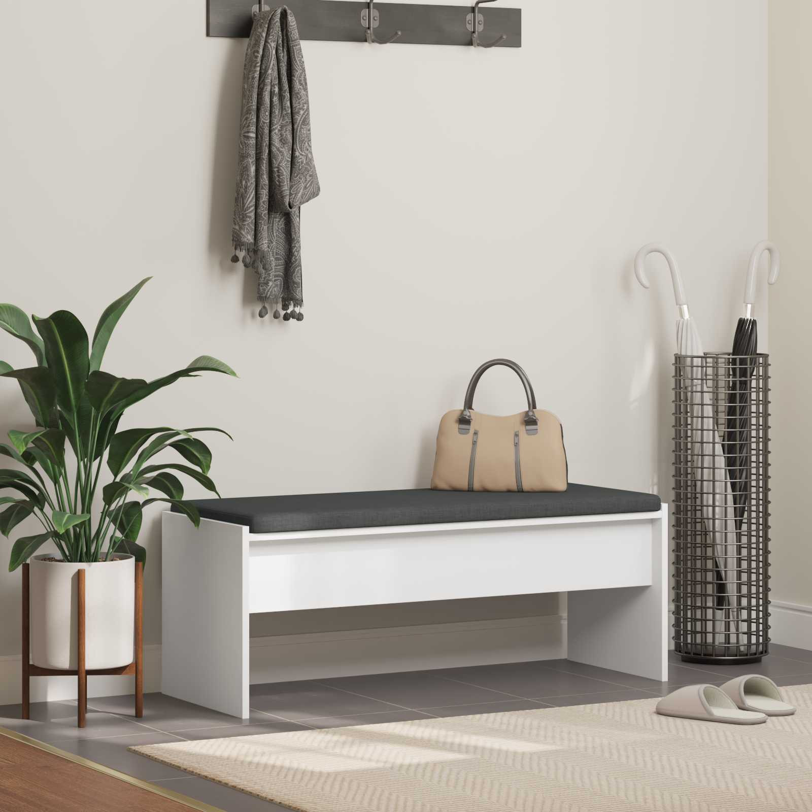 vidaXL Flurbank mit Kissen Weiß 103 x 38 x 40 cm