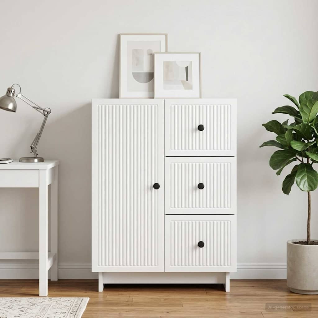 vidaXL Sideboard Hochglanz Weiß 66 x 34,5 x 90 cm Holzwerkstoff