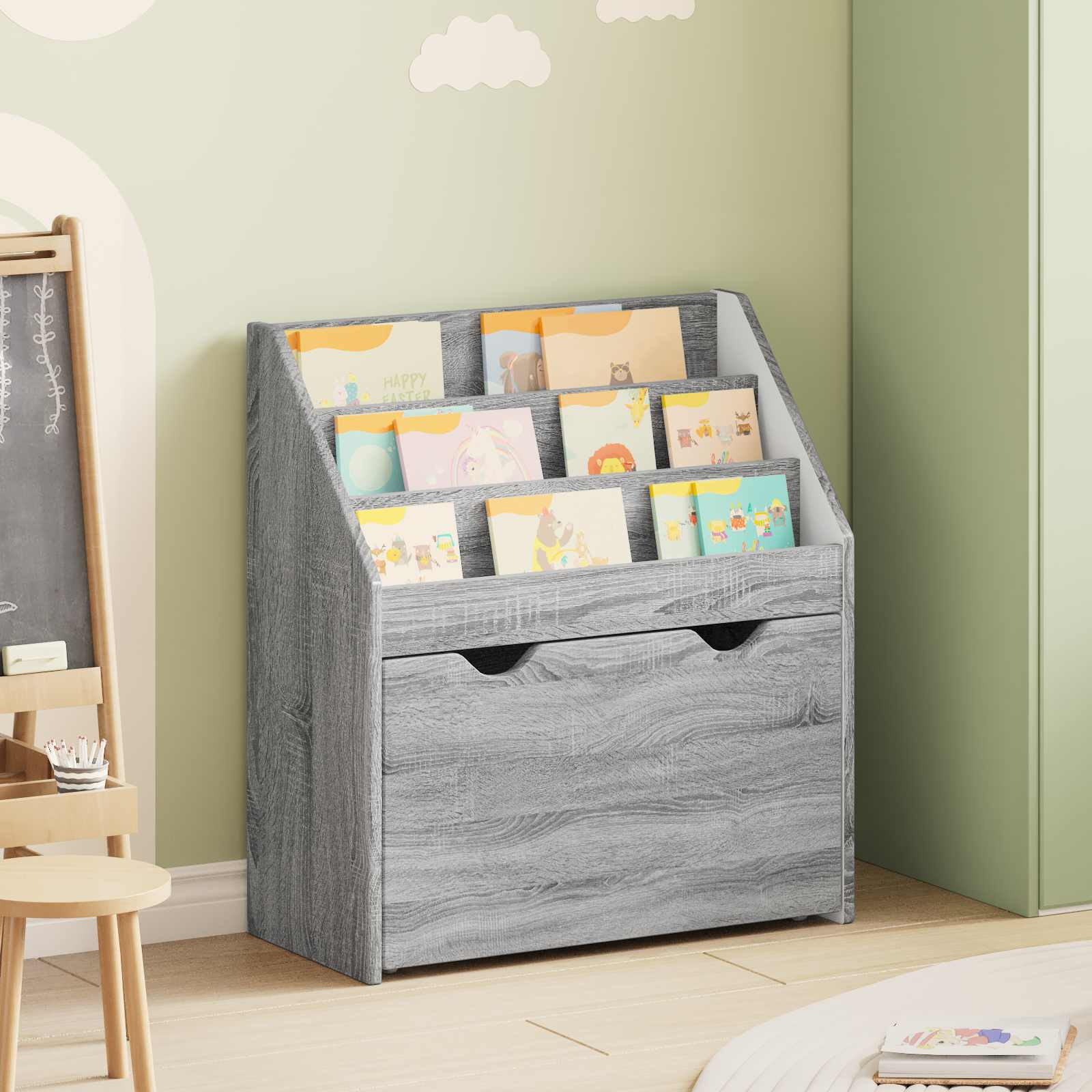 vidaXL Kinderregal Graues Sonoma 60 x 29,5 x 69 cm Holzwerkstoff