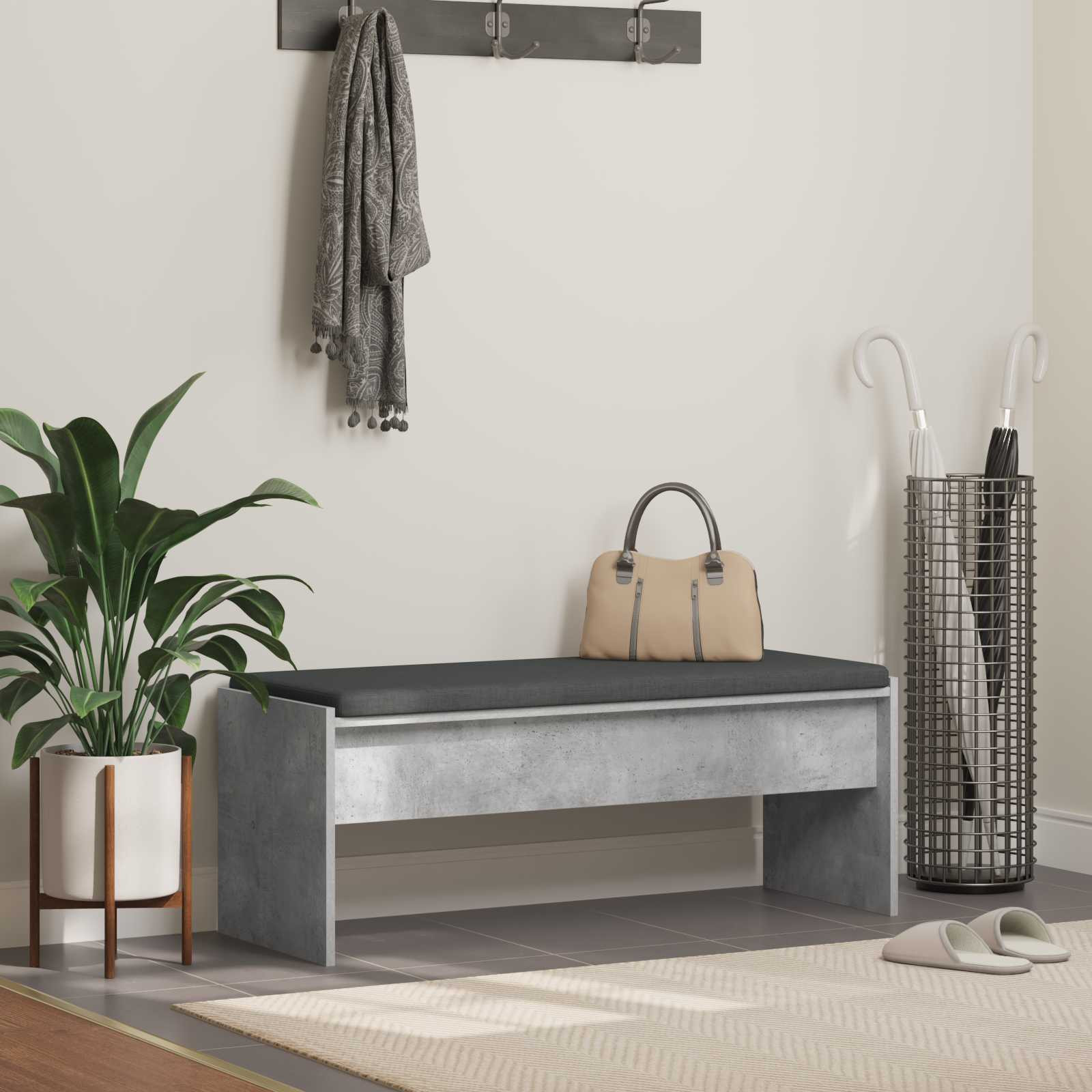 vidaXL Flurbank mit Kissen Beton Grau 103 x 38 x 40 cm