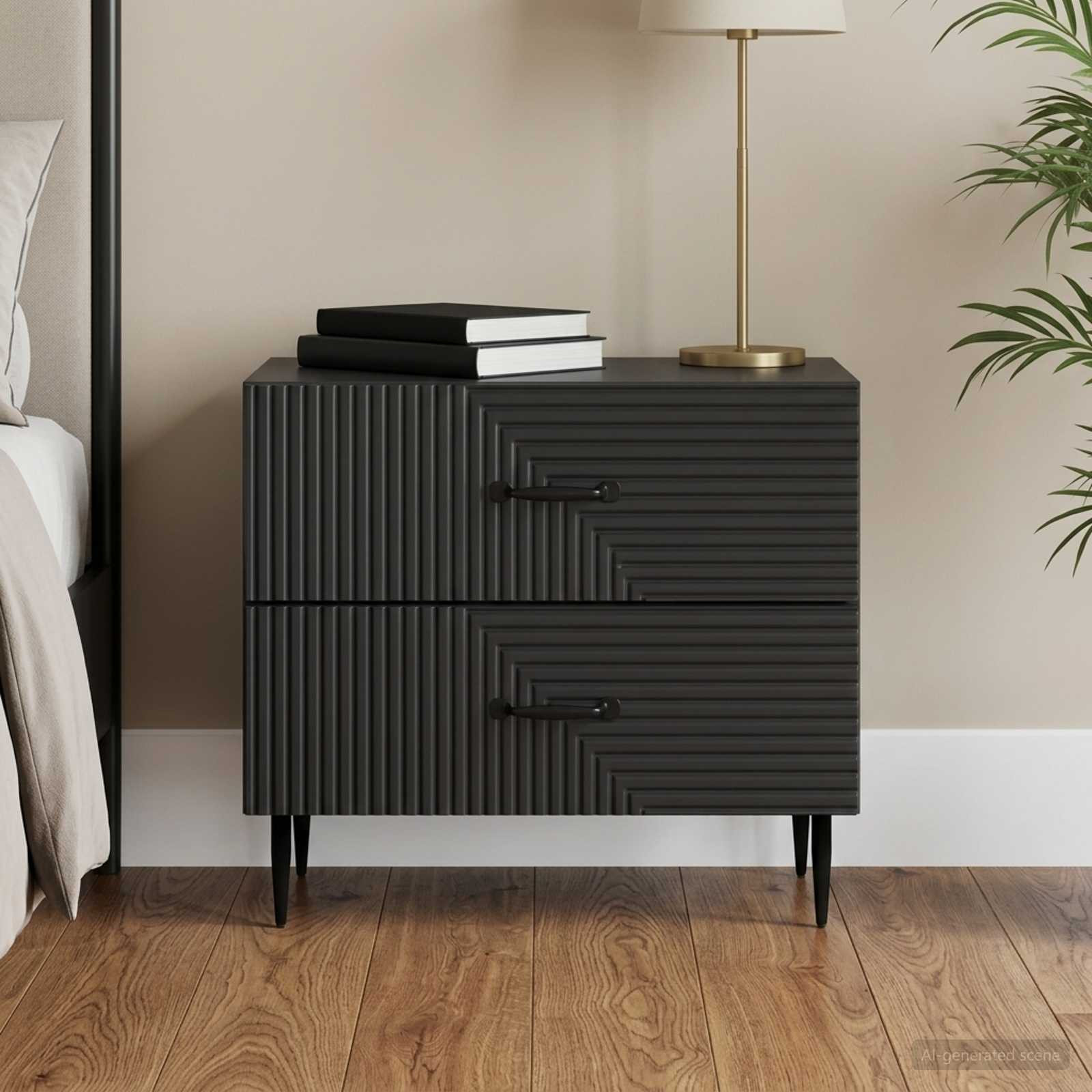 vidaXL Nachttisch Schwarz 62 x 34,5 x 47,5 cm Holzwerkstoff