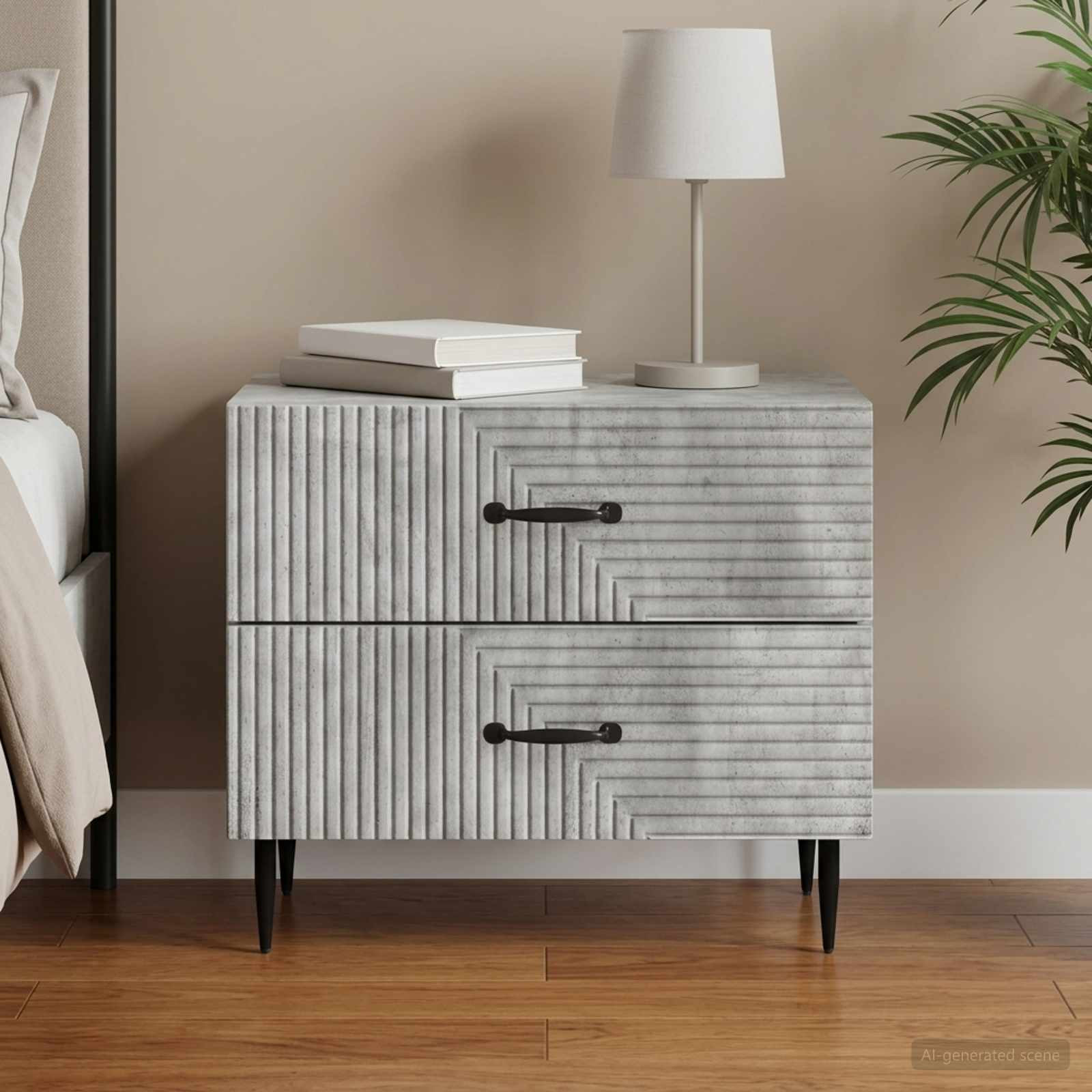 vidaXL Nachttisch Betongrau 62 x 34,5 x 47,5 cm Holzwerkstoff