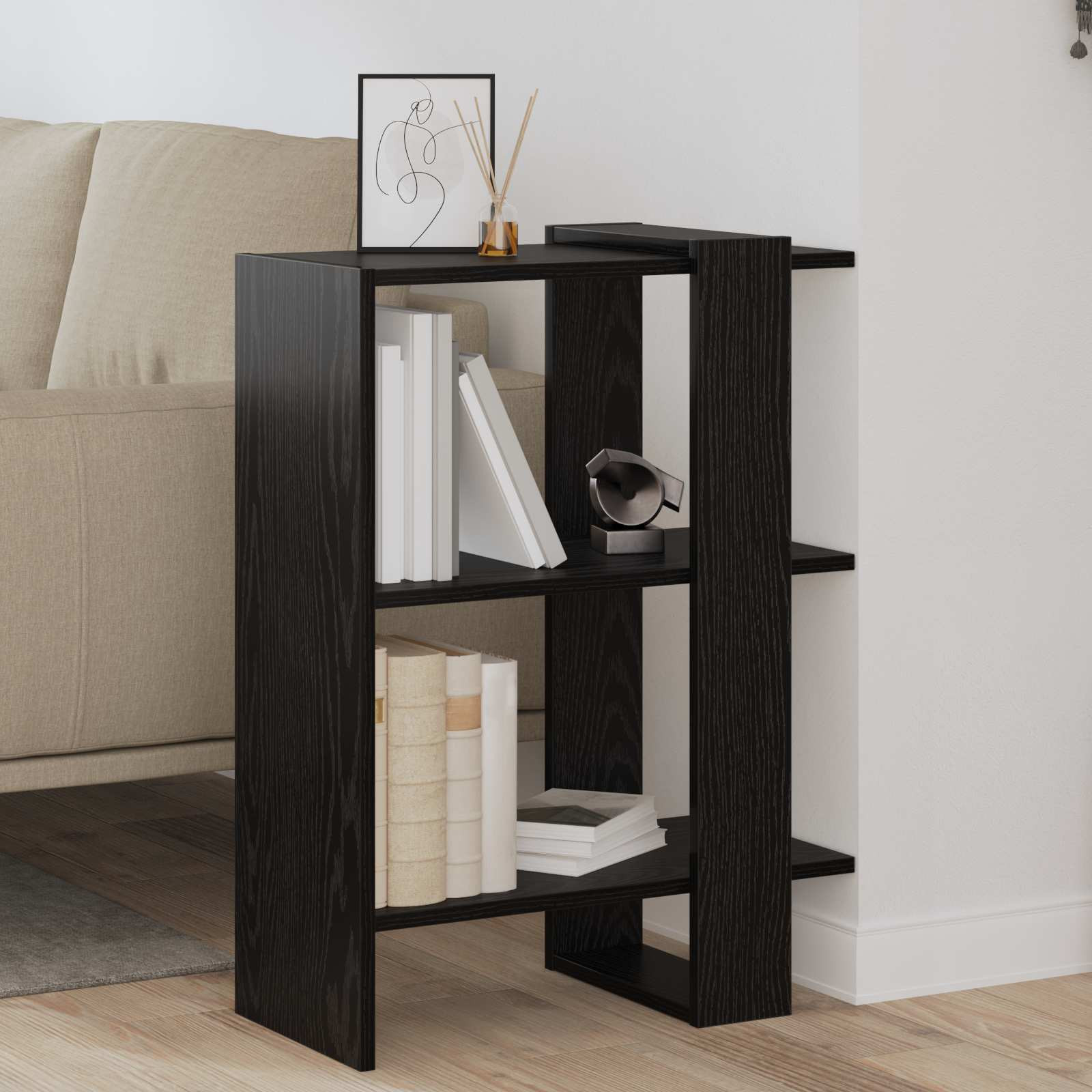 vidaXL Bücherregal Schwarz Eichen-Optik 52 x 25 x 71,5 cm