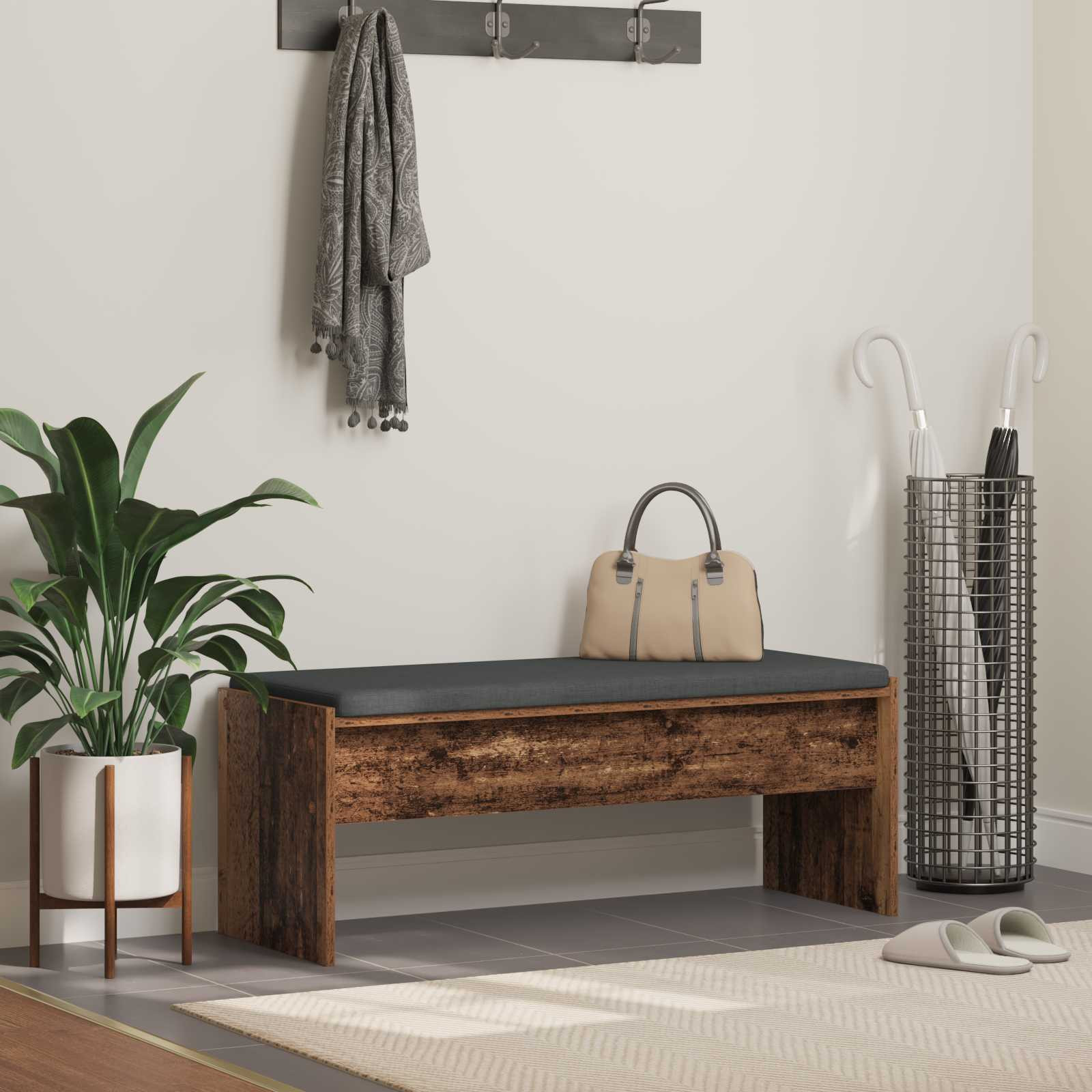 vidaXL Flurbank mit Kissen Altholz 103 x 38 x 40 cm