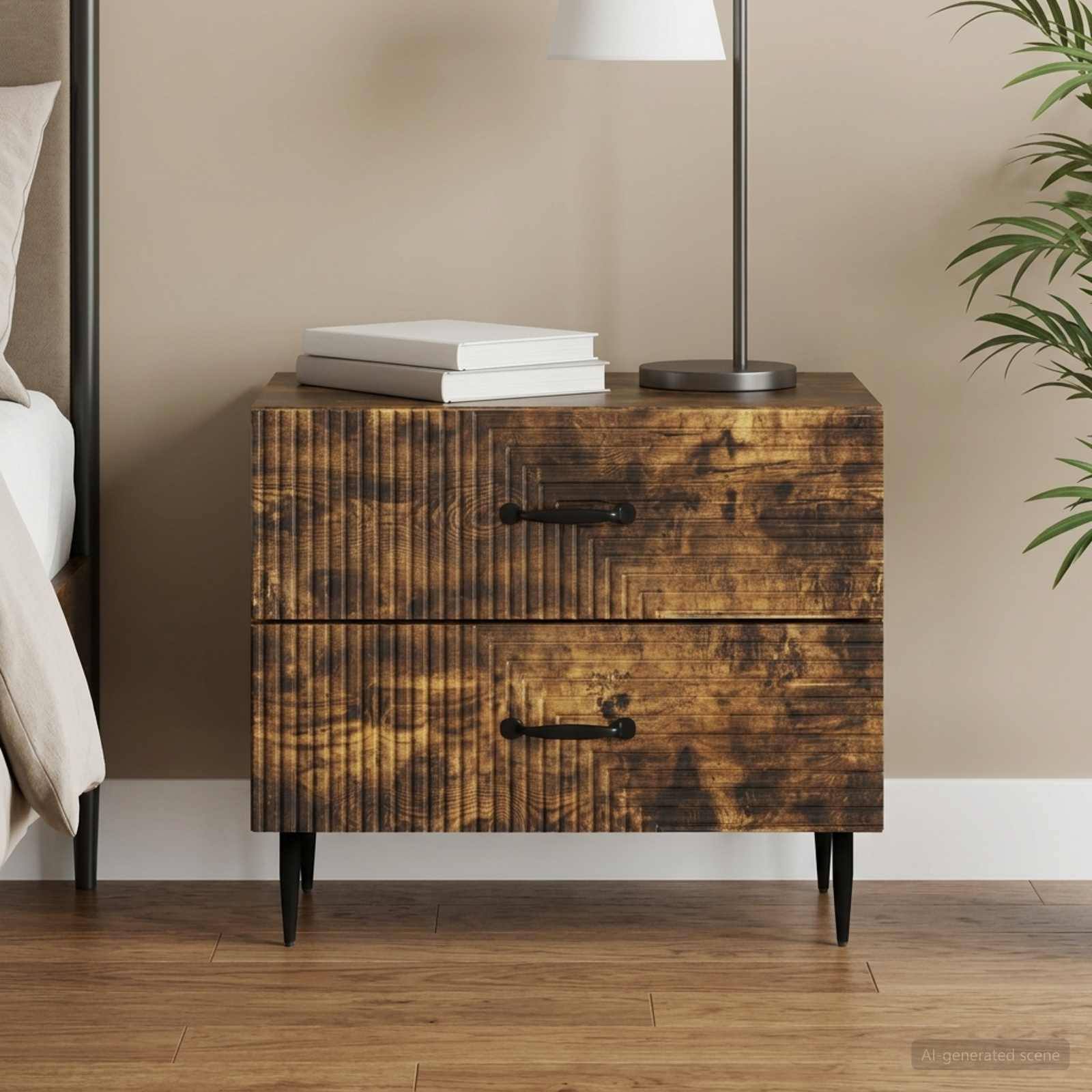 vidaXL Nachttisch Geräucherte Eiche 62 x 34,5 x 47,5 cm Holzwerkstoff