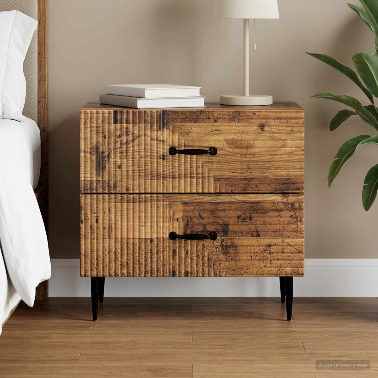 vidaXL Nachttisch Altholz 62 x 34,5 x 47,5 cm Holzwerkstoff
