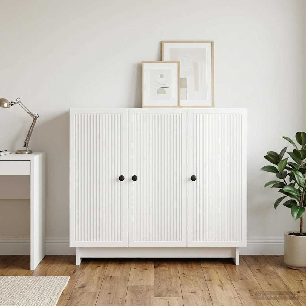 vidaXL Sideboard Hochglanz Weiß 89 x 34,5 x 80 cm Holzwerkstoff