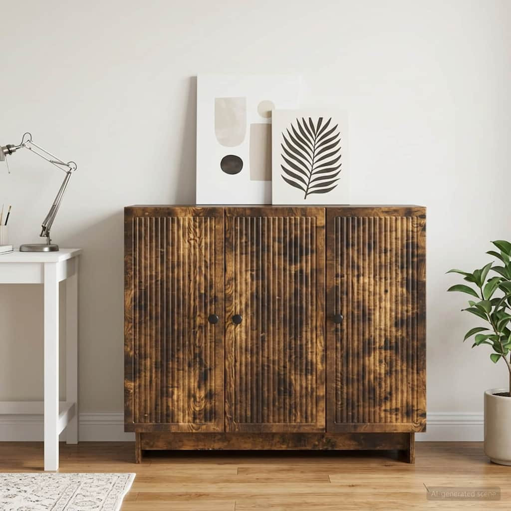 vidaXL Sideboard Geräucherte Eiche 89 x 34,5 x 80 cm Holzwerkstoff