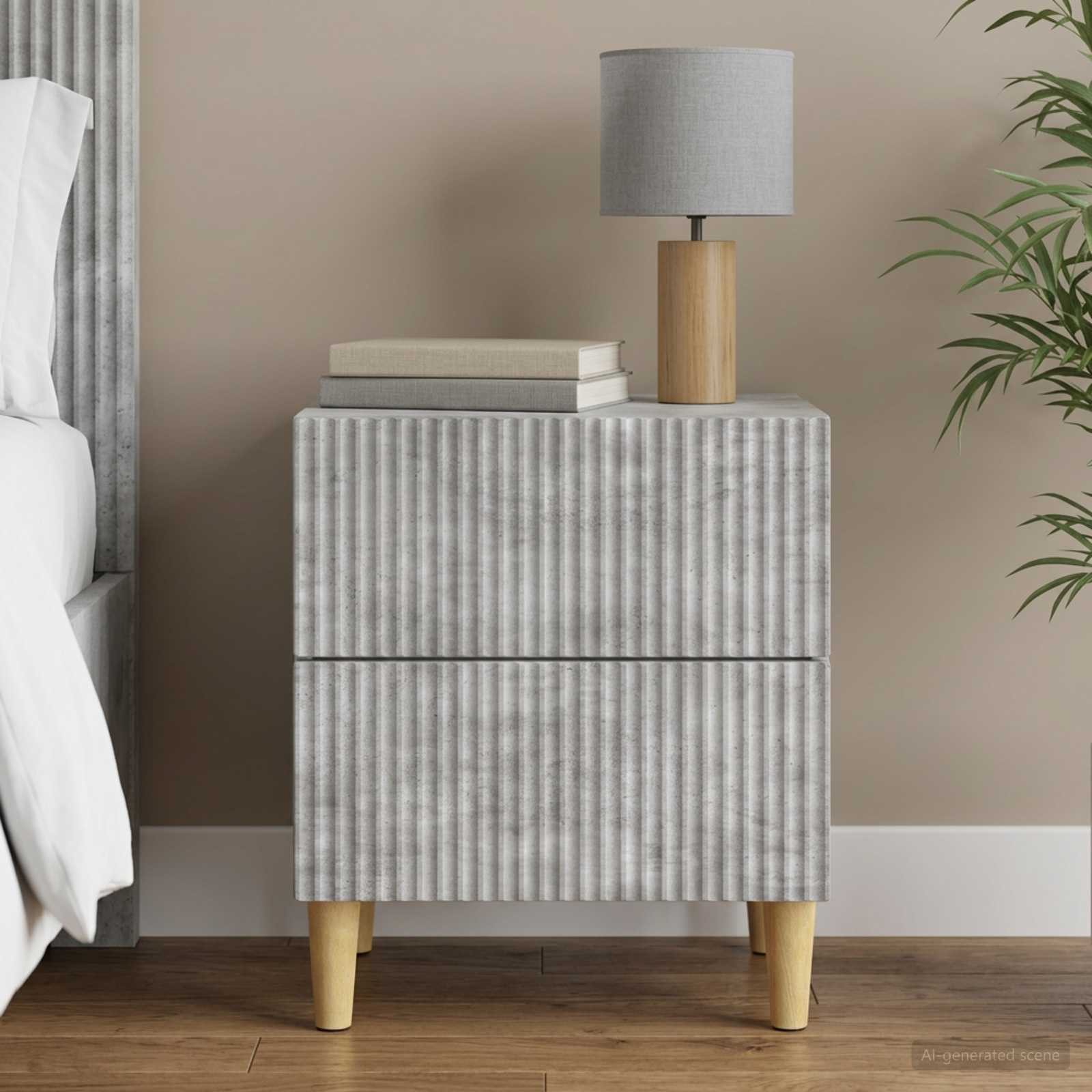 vidaXL Nachttisch Betongrau 43 x 34,5 x 48 cm Holzwerkstoff