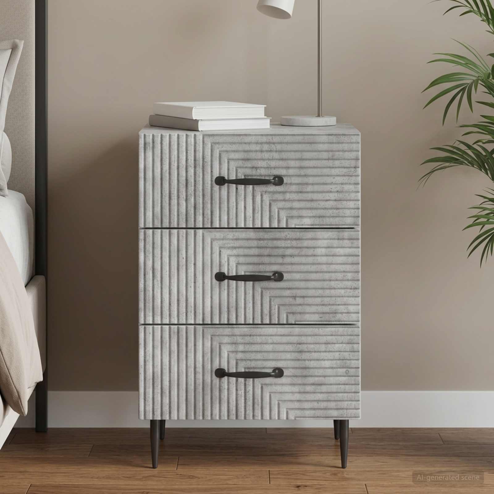 vidaXL Nachttisch Betongrau 43 x 41 x 66,5 cm Holzwerkstoff