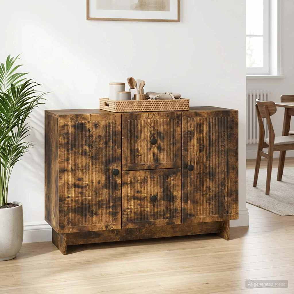 vidaXL Sideboard Geräucherte Eiche 89 x 34,5 x 60 cm Holzwerkstoff
