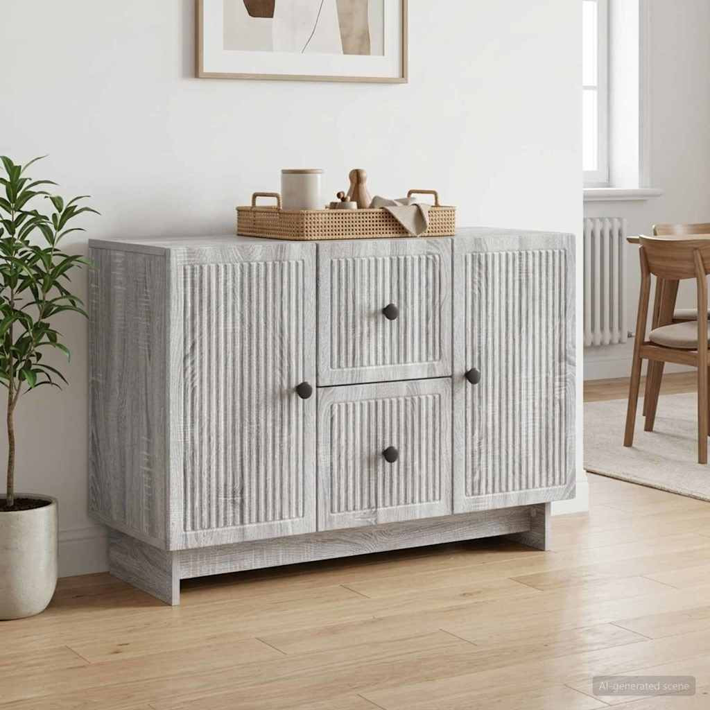 vidaXL Sideboard Graues Sonoma 89 x 34,5 x 60 cm Holzwerkstoff