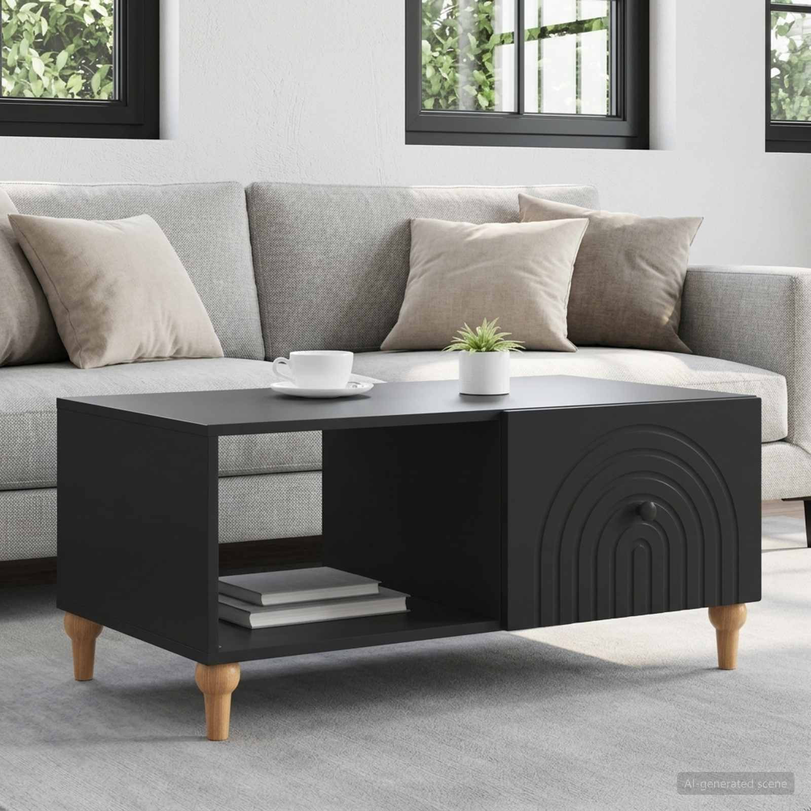 vidaXL Couchtisch Schwarz 90 x 50 x 40 cm Holzwerkstoff