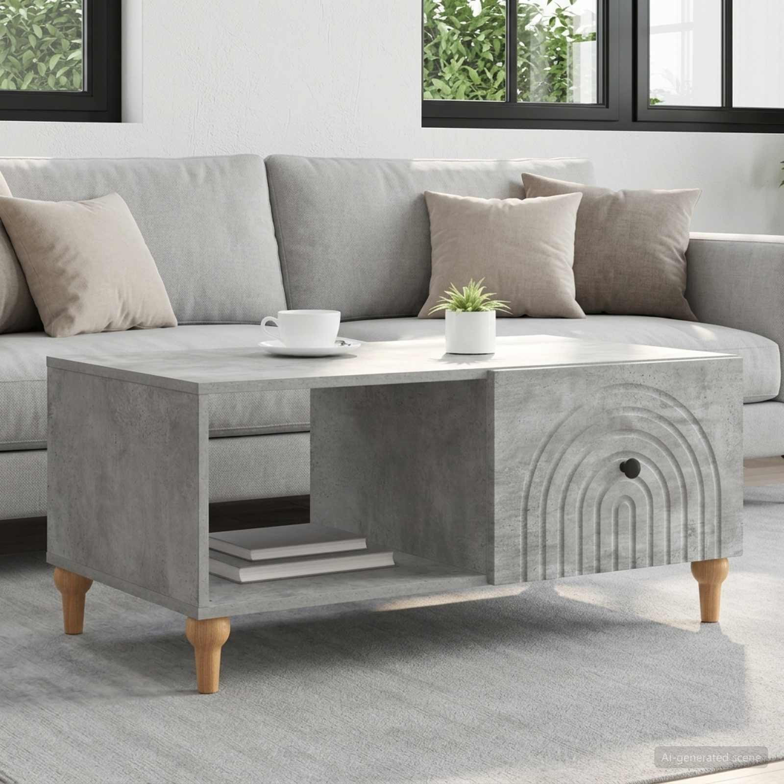 vidaXL Couchtisch Betongrau 90 x 50 x 40 cm Holzwerkstoff