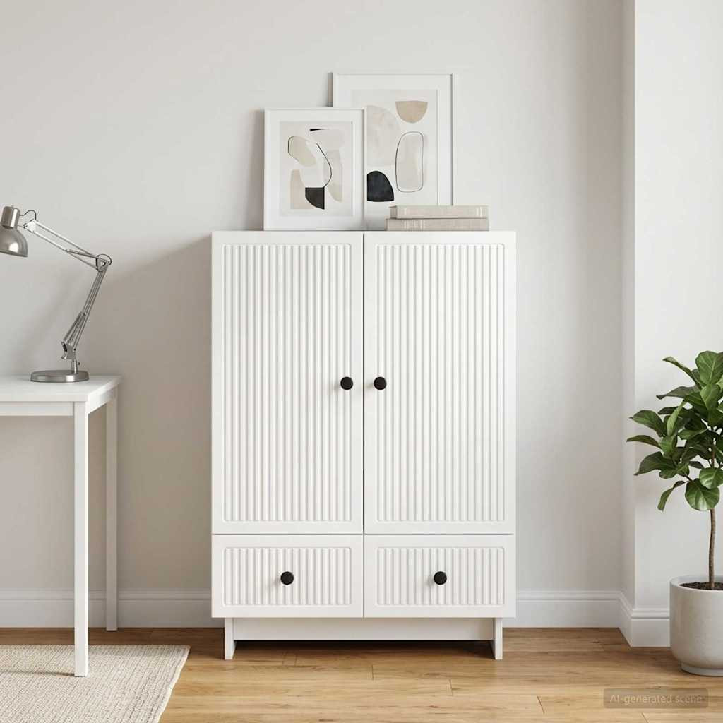vidaXL Sideboard Hochglanz Weiß 66 x 34,5 x 95 cm Holzwerkstoff